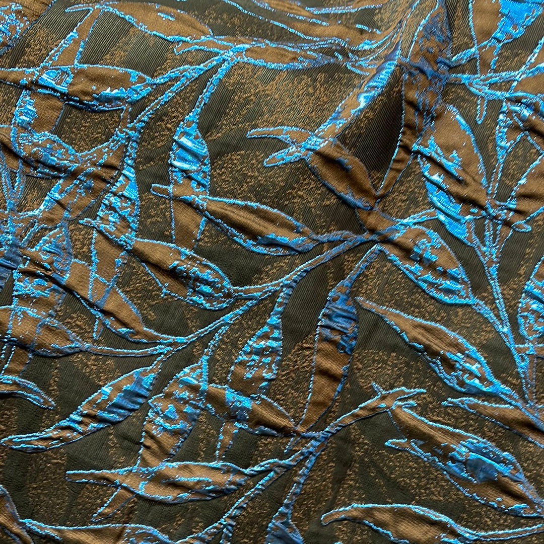 Designer luxury brocade copper with royal blue design made in Italy