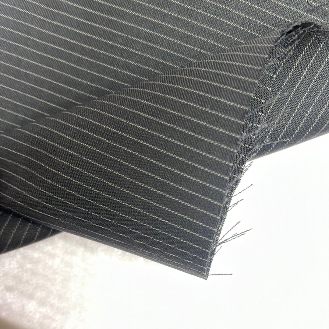 100% wool super 220s quality navy blue with white stripes made in Italy by Salvatore ferragamo