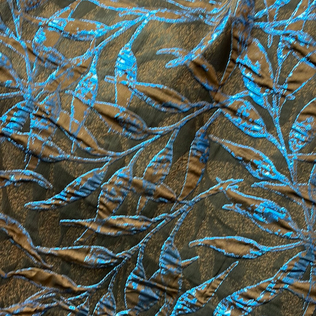 Designer luxury brocade copper with royal blue design made in Italy
