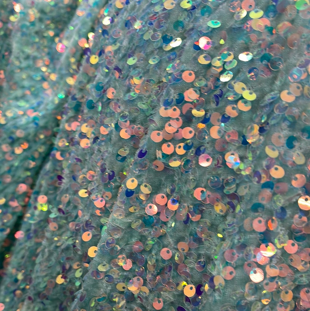 Tiffny blue iridescent ab 4way stretch velvet sequins velvet great for dress prom jackets pants skirt and much more