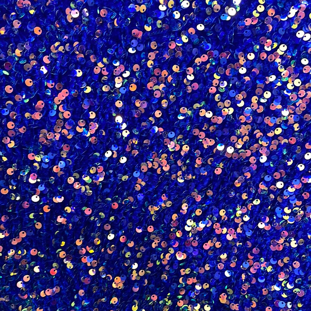 Royal blue iridescent ab 4way stretch velvet sequins velvet great for dress prom jackets pants skirt and much more