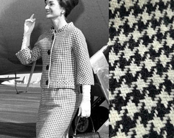 Houndstooth plaid 100% cashmere super soft dabble face great fabric for sweaters dress jacket upholstery pillow and much more