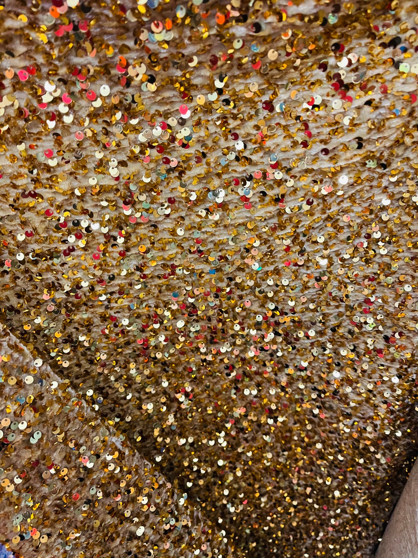 Gold on champagne 4way stretch velvet sequins velvet great for dress prom jackets pants skirt and much more