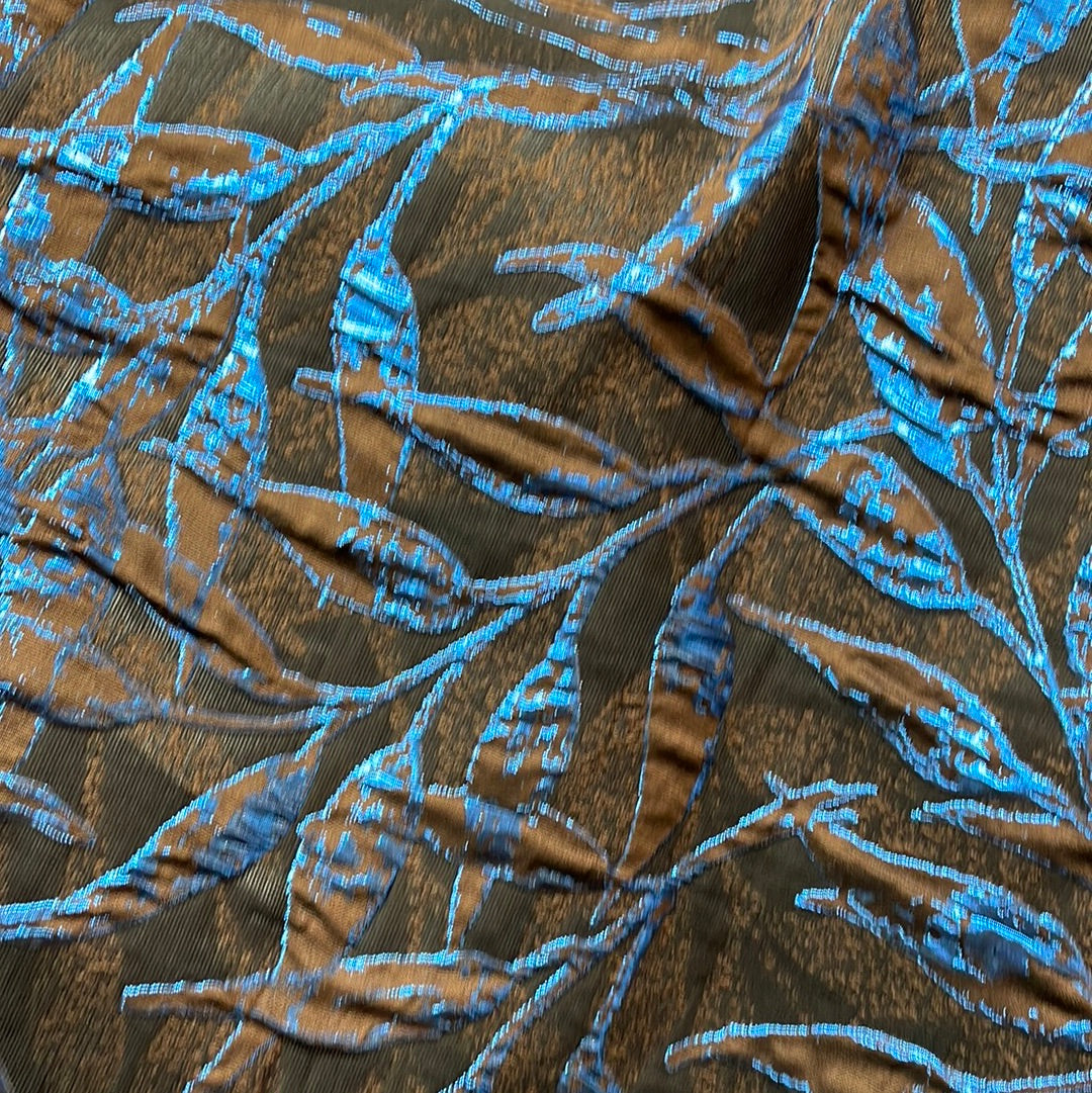 Designer luxury brocade copper with royal blue design made in Italy
