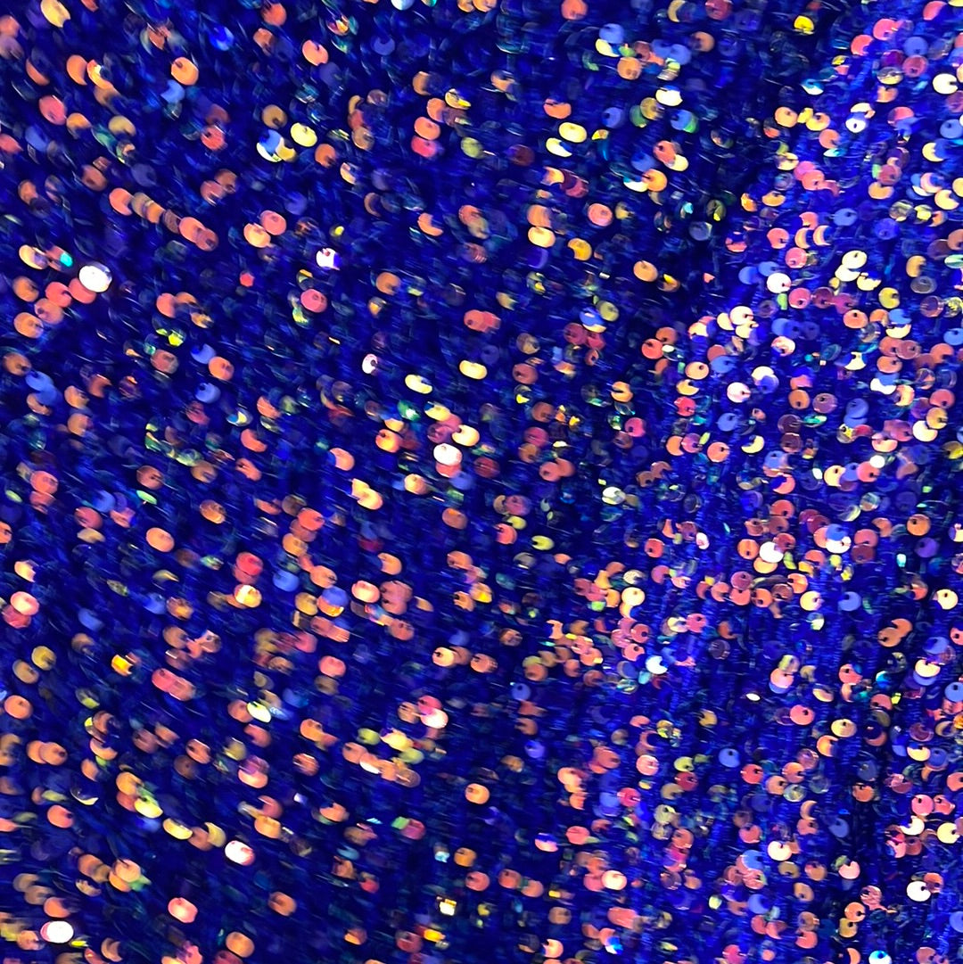Royal blue iridescent ab 4way stretch velvet sequins velvet great for dress prom jackets pants skirt and much more