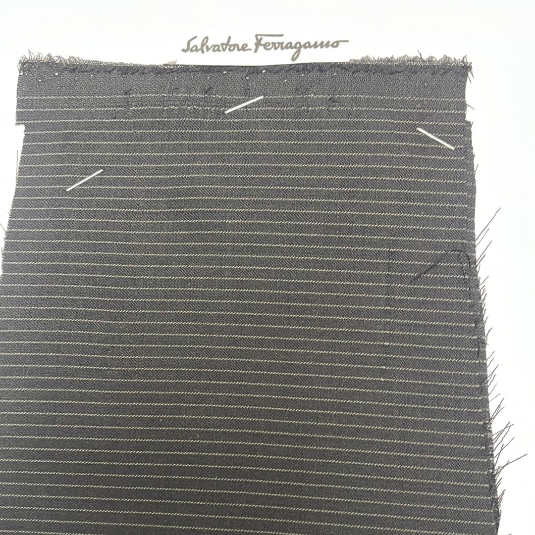 100% wool super 220s quality navy blue with white stripes made in Italy by Salvatore ferragamo