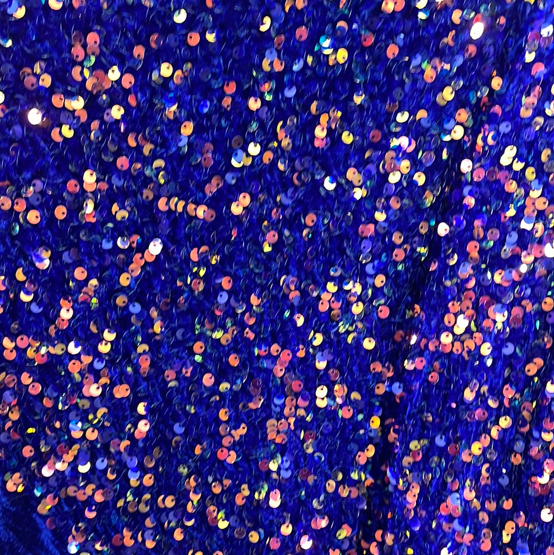 Royal blue iridescent ab 4way stretch velvet sequins velvet great for dress prom jackets pants skirt and much more