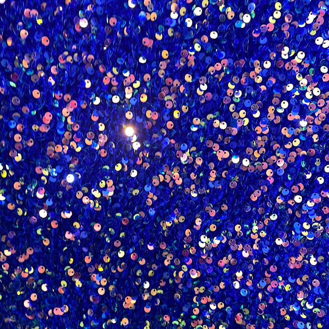 Royal blue iridescent ab 4way stretch velvet sequins velvet great for dress prom jackets pants skirt and much more