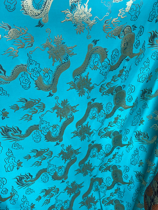 Dragon style Japanese designer satin Brocade great for dress jacket pants skirt and much more made in Italy
