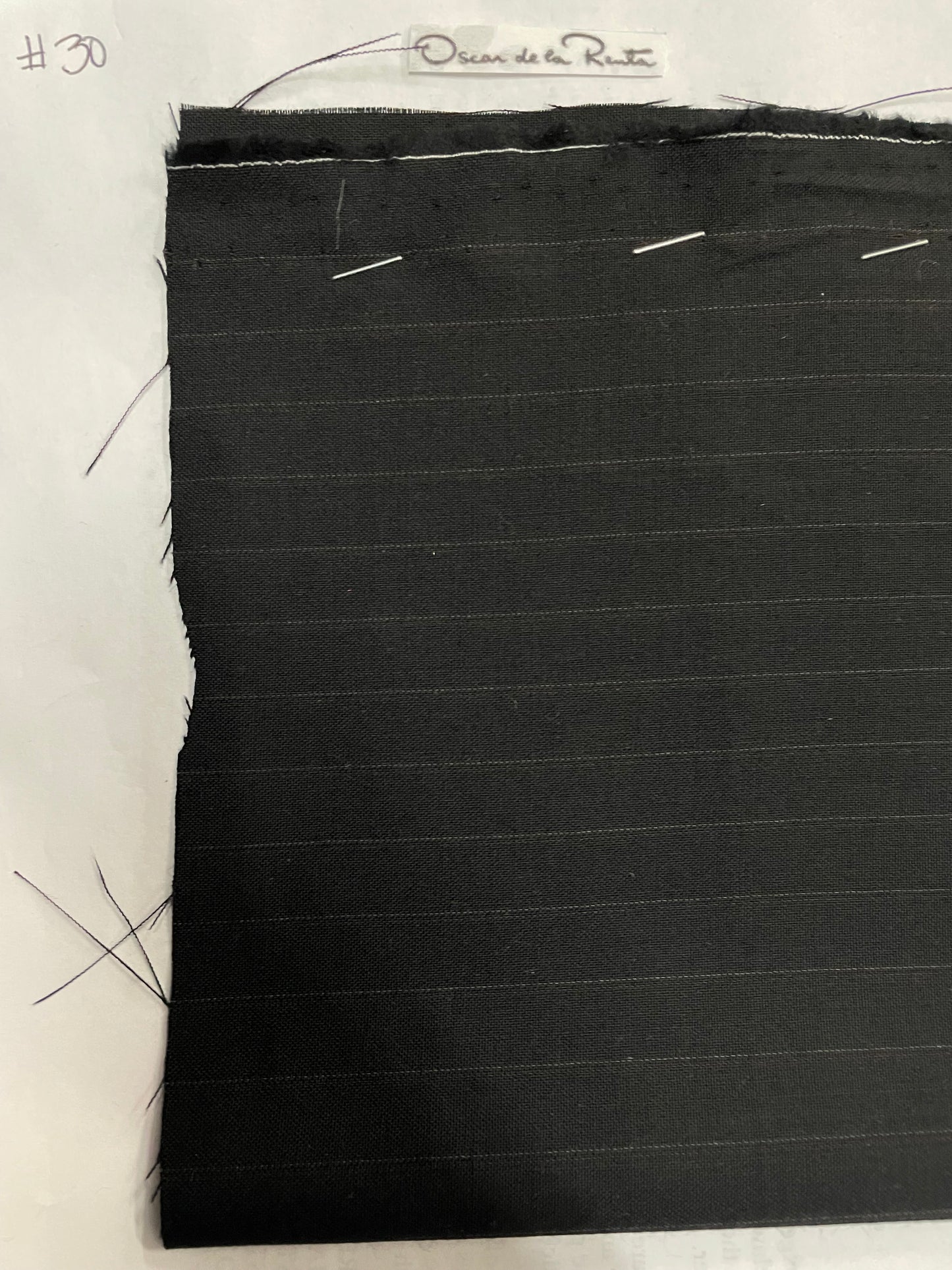 100% wool super 220s quality black with shadow stripes made in Italy by Oscar de la renta