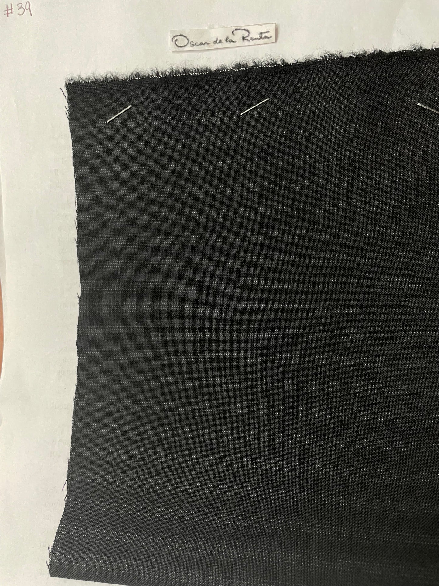 100% wool super 220s quality black with shadow stripes made in Italy by Oscar de la renta
