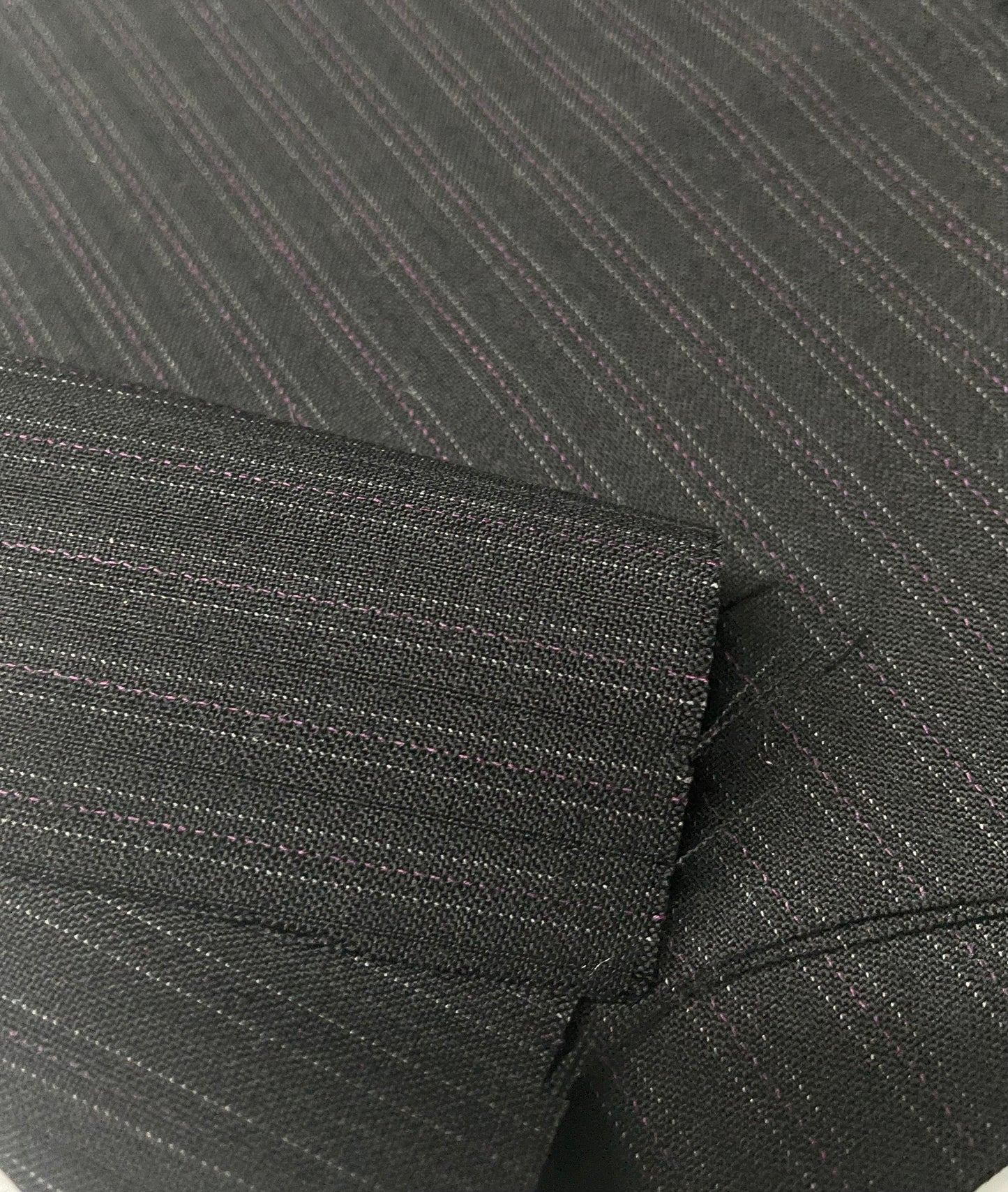 100% wool super 220s quality black with shadow stripes made in Italy by Oscar de la renta