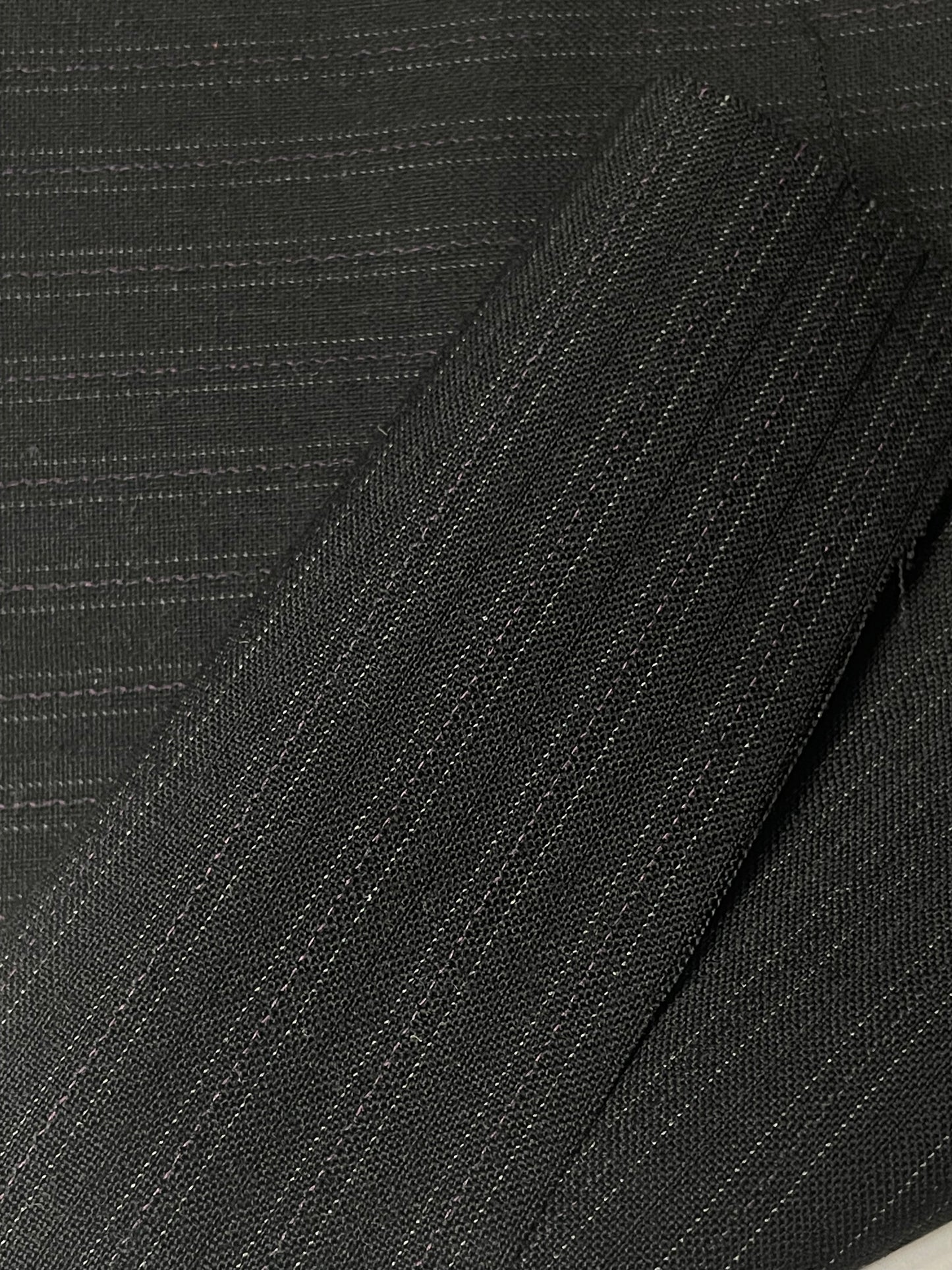 100% wool super 220s quality black with shadow stripes made in Italy by Oscar de la renta