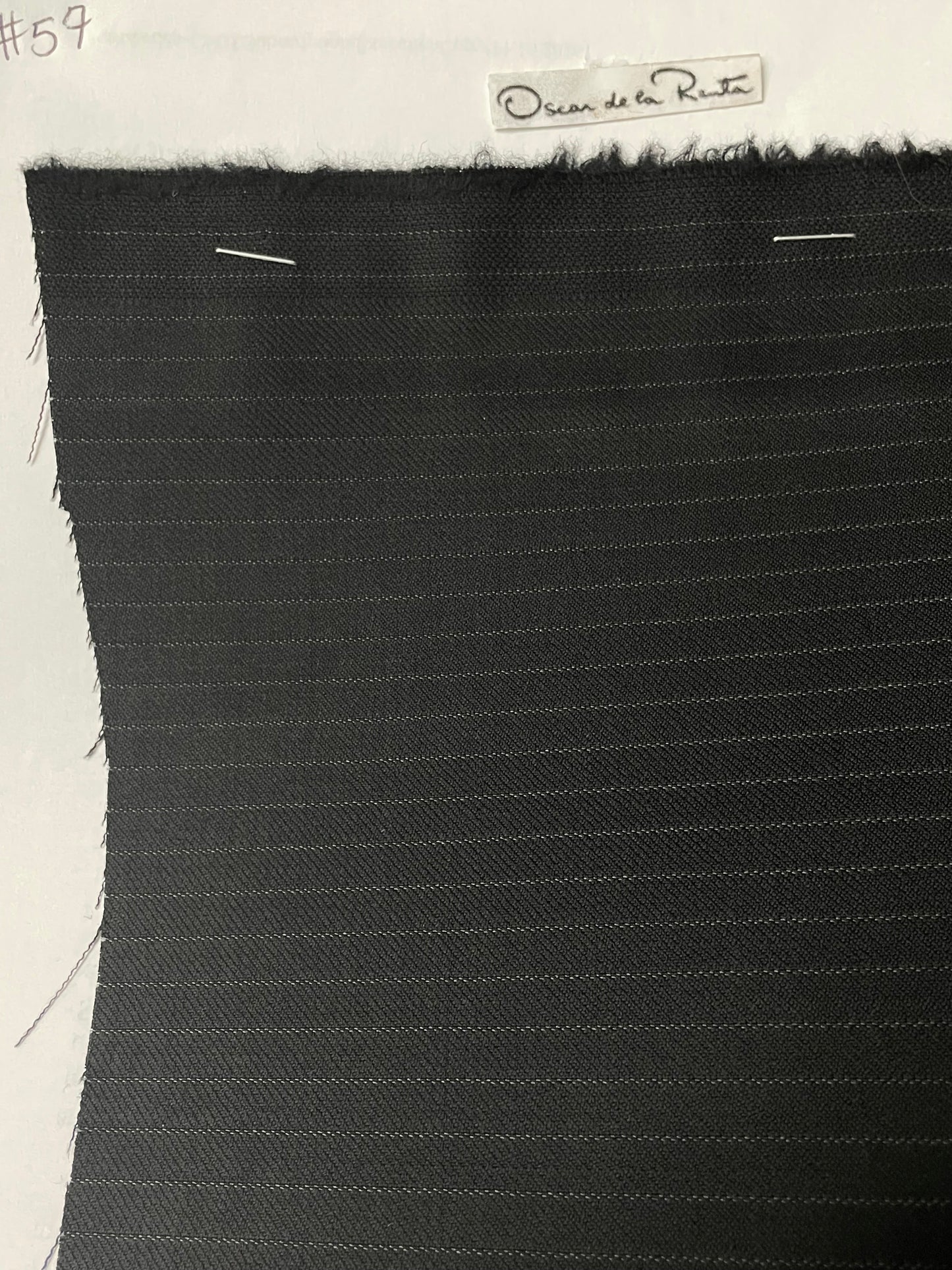 100% wool super 220s quality black with shadow stripes made in Italy by Oscar de la renta