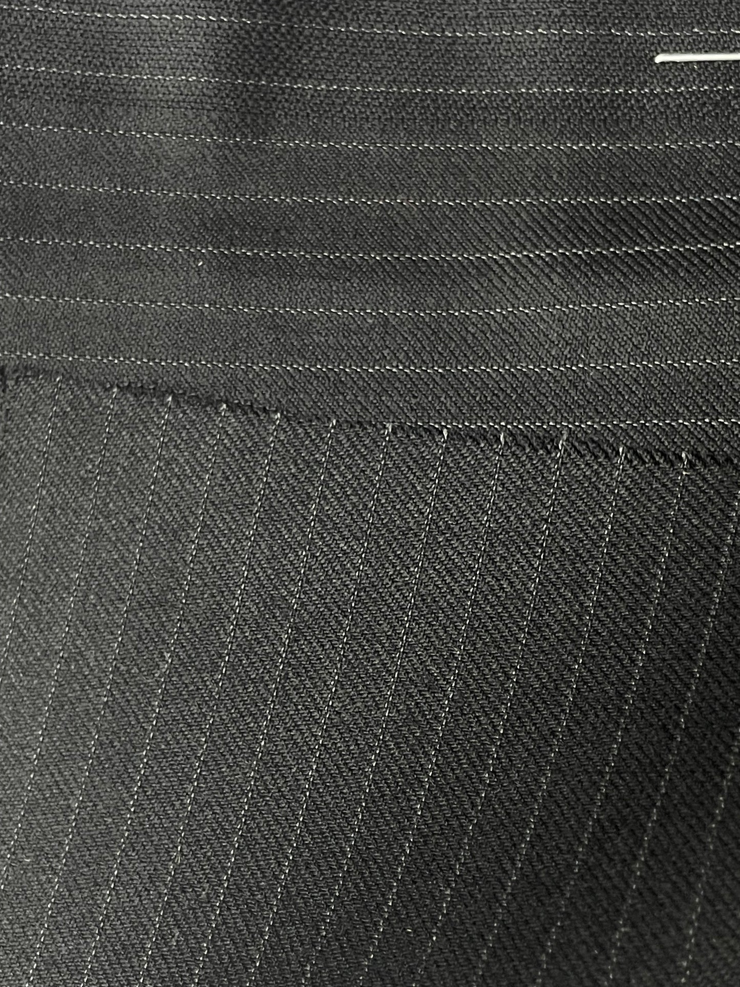 100% wool super 220s quality black with shadow stripes made in Italy by Oscar de la renta