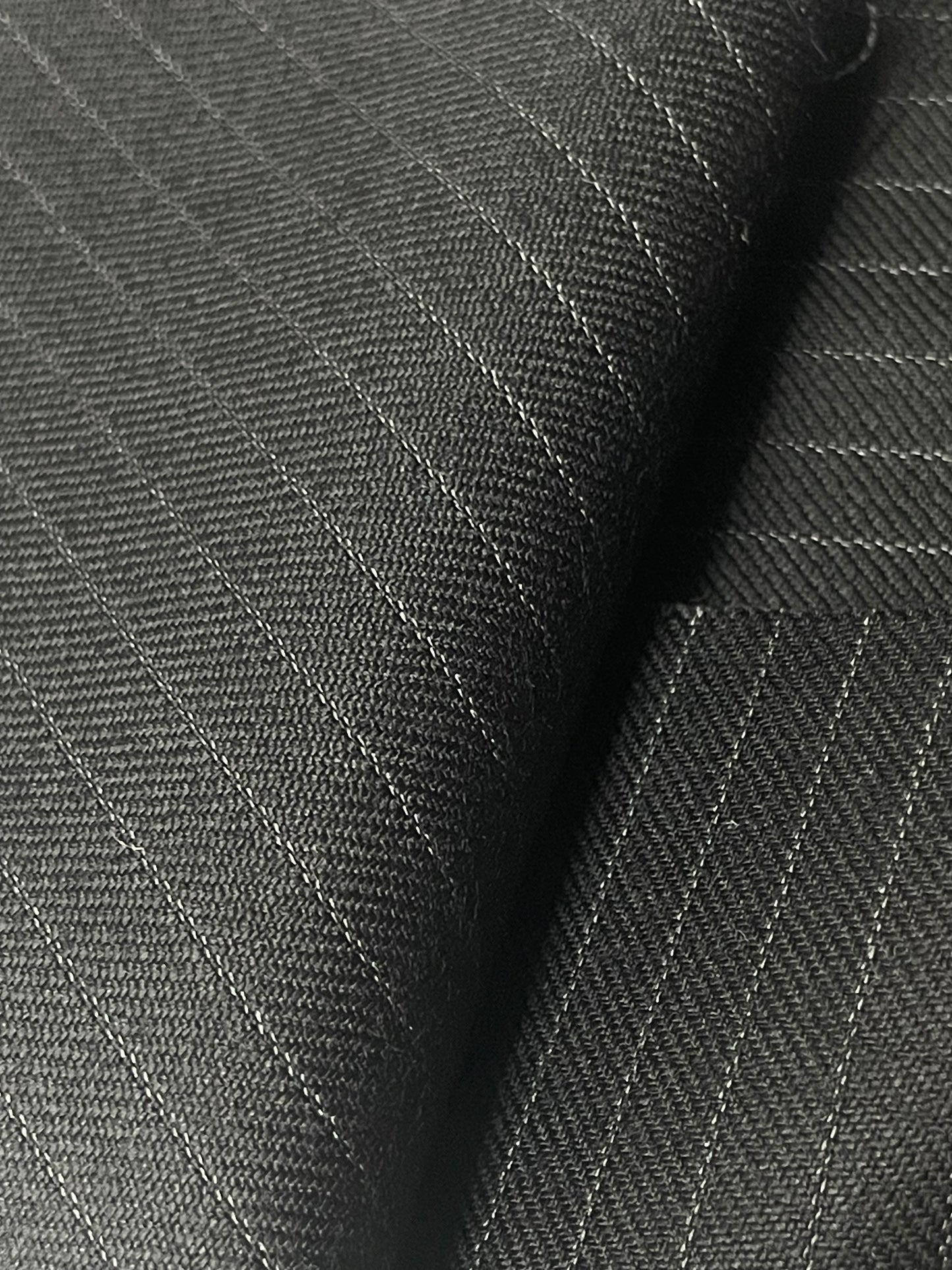 100% wool super 220s quality black with shadow stripes made in Italy by Oscar de la renta