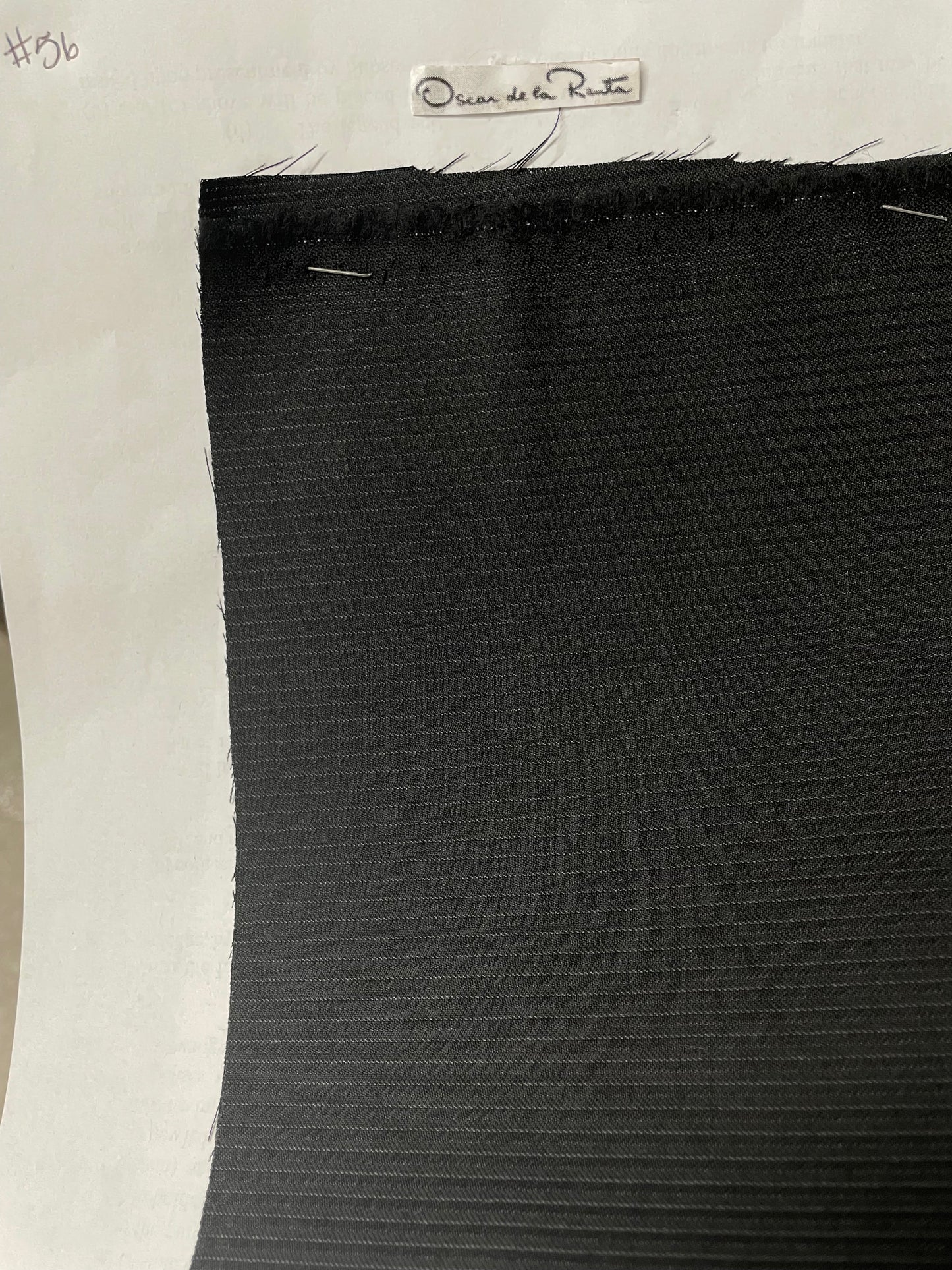 100% wool super 220s quality black with shadow stripes made in Italy by Oscar de la renta