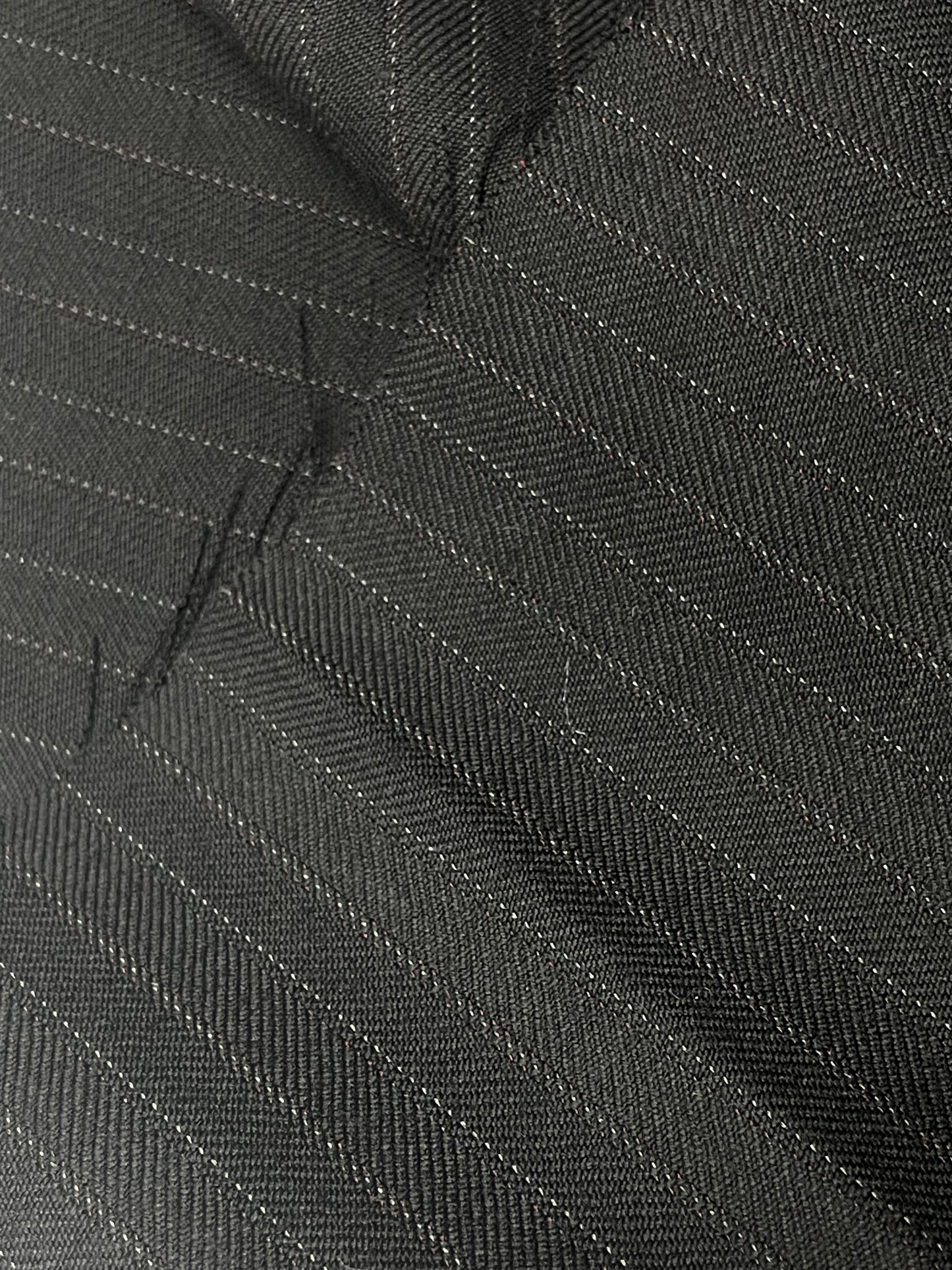 100% wool super 220s quality black with burgundy and white shadow stripes made in Italy by Oscar de la renta