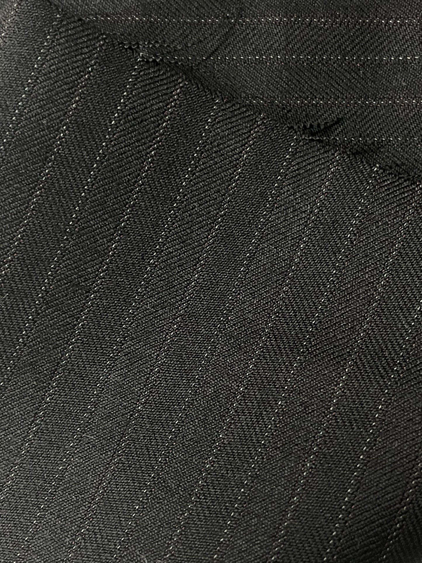 100% wool super 220s quality black with burgundy and white shadow stripes made in Italy by Oscar de la renta