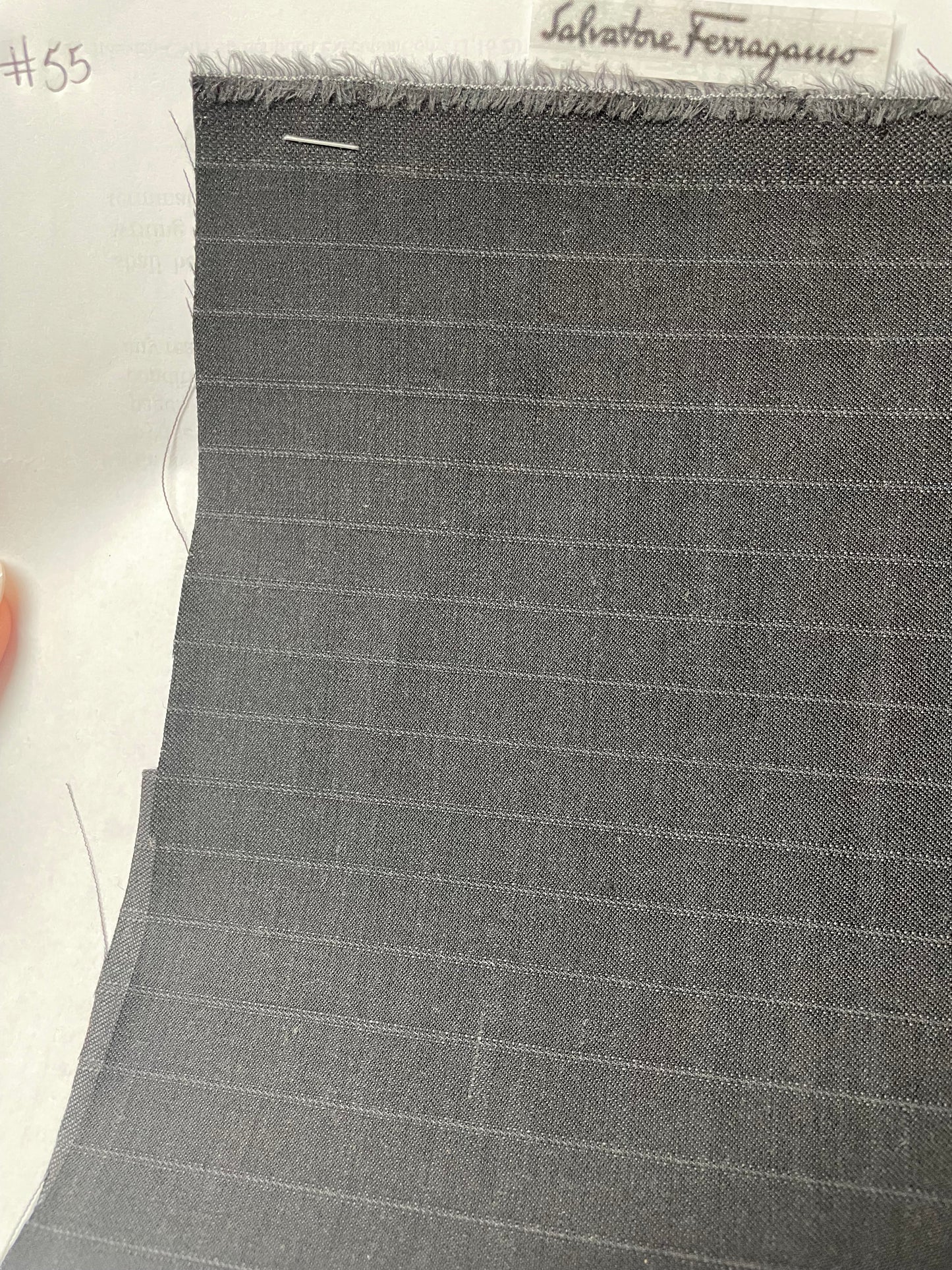 Dark gray with shadow stripes 100% wool designed by Salvatore ferragamo 220 quality