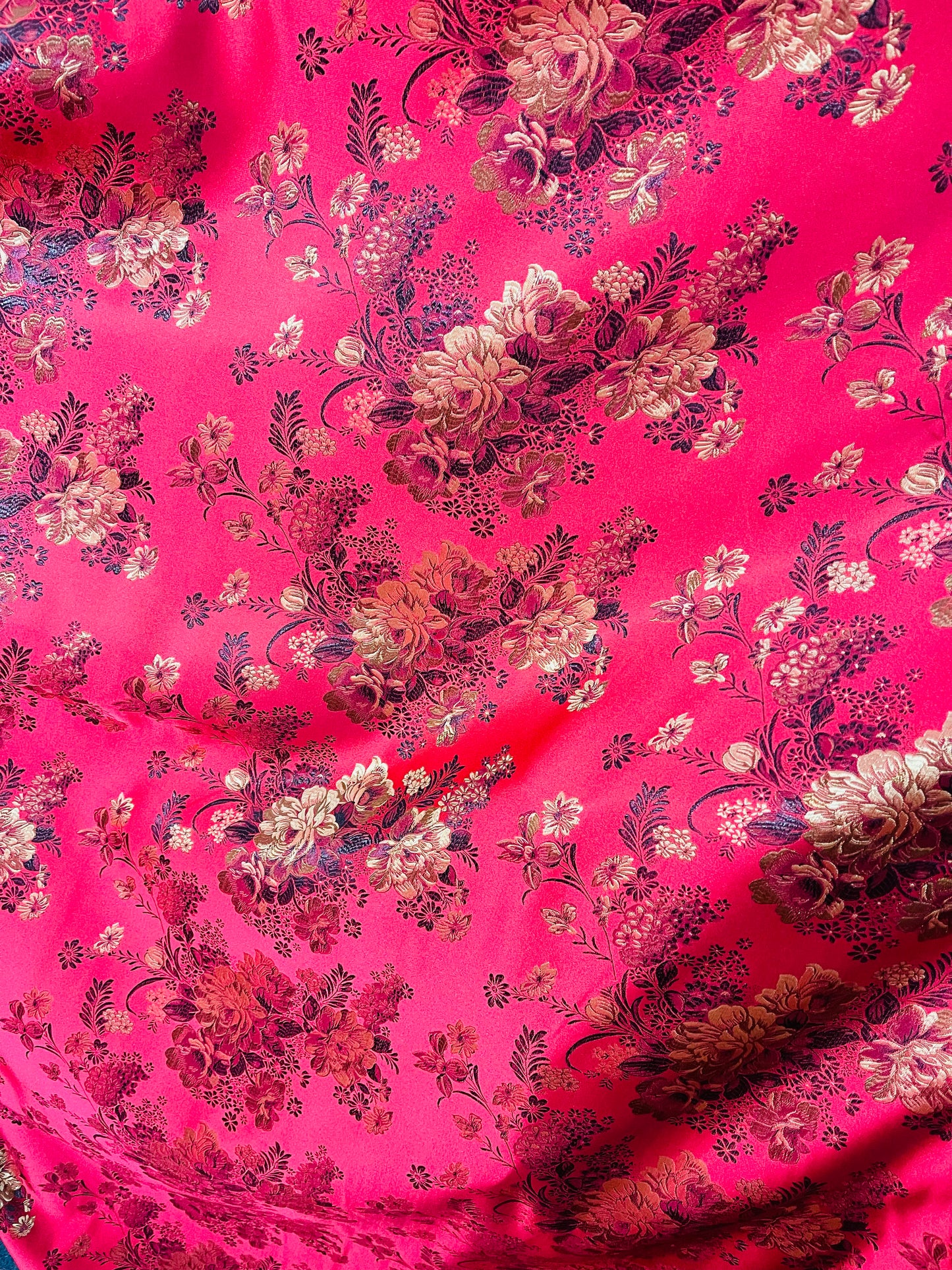 Red flowers Japanese style brocade great for pants skirt shirt dress pillow cover and much more