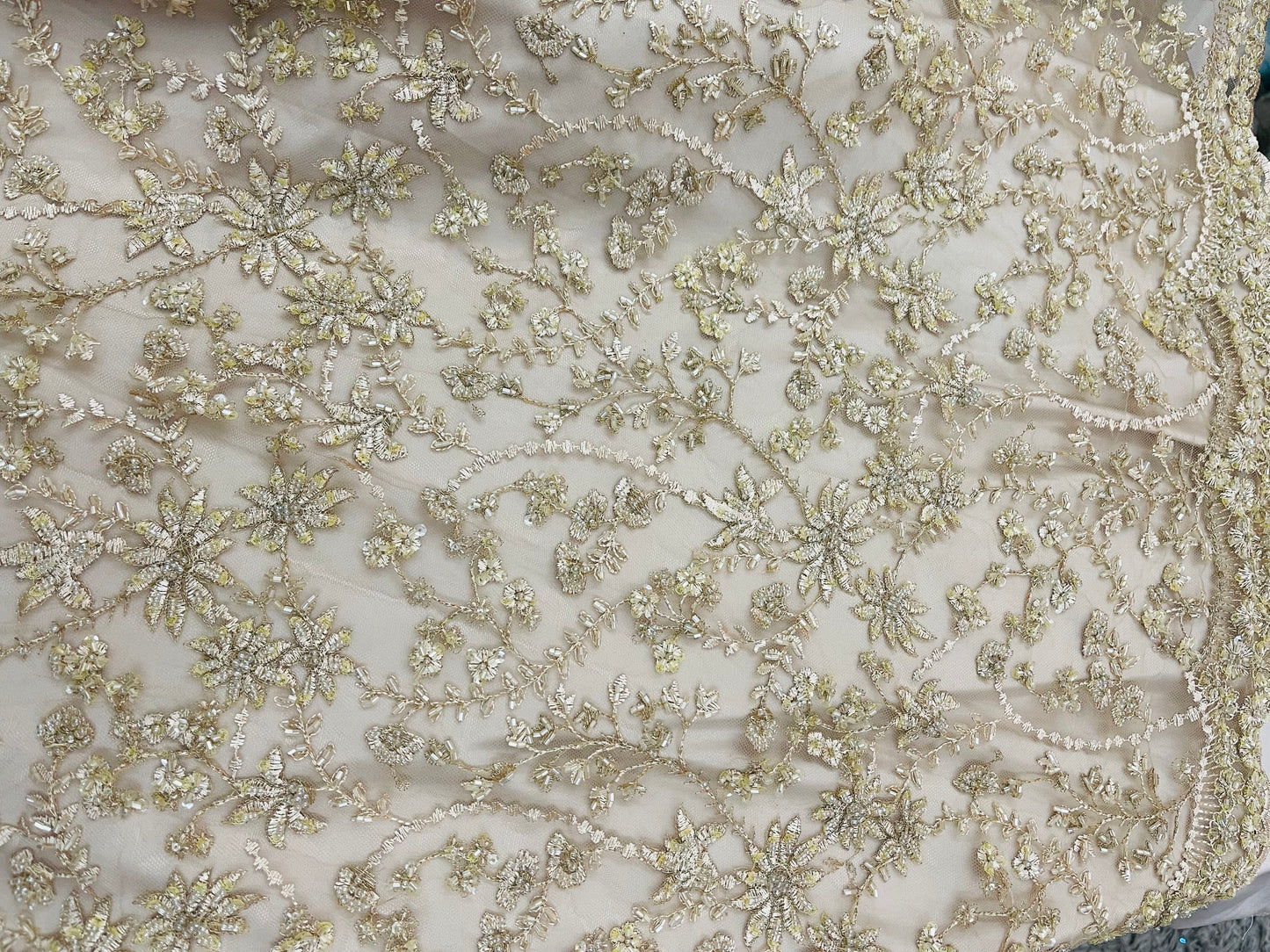 Designer beaded lace great for dress jacket pants skirt and much more