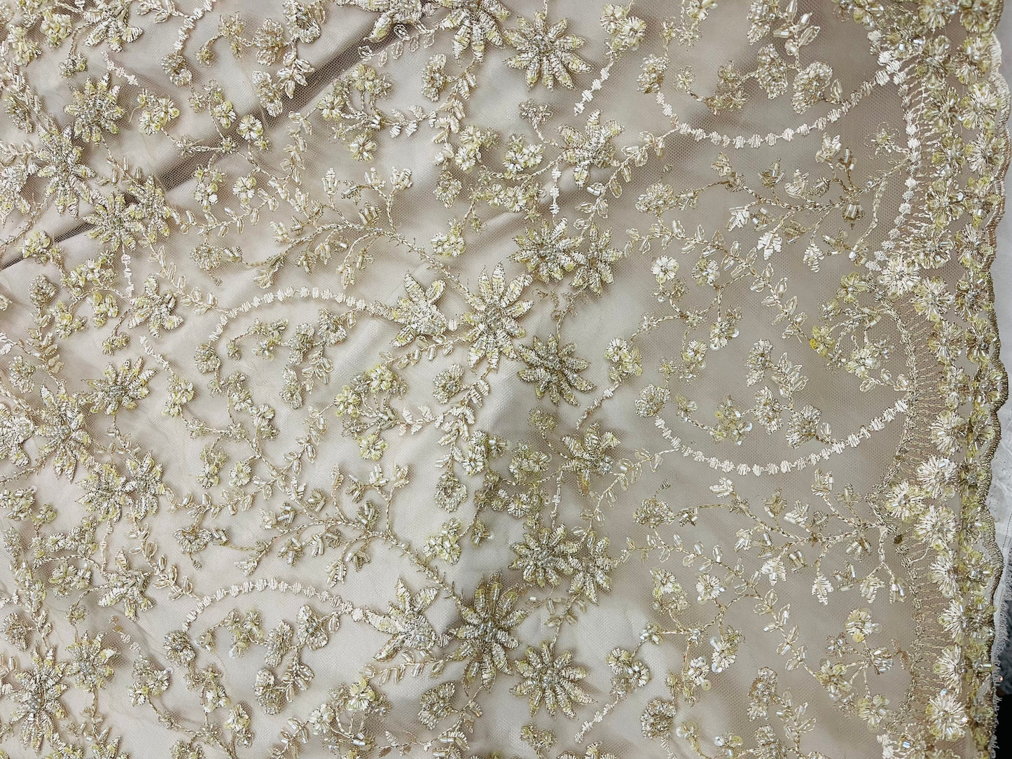 Designer beaded lace great for dress jacket pants skirt and much more