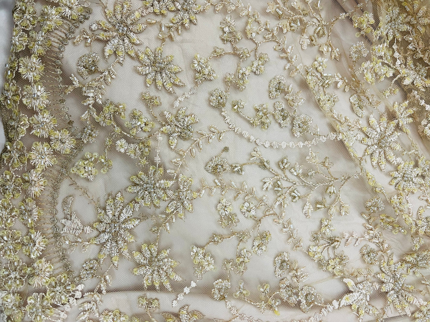 Designer beaded lace great for dress jacket pants skirt and much more