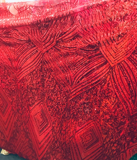 RED 4 WAY sequins lace