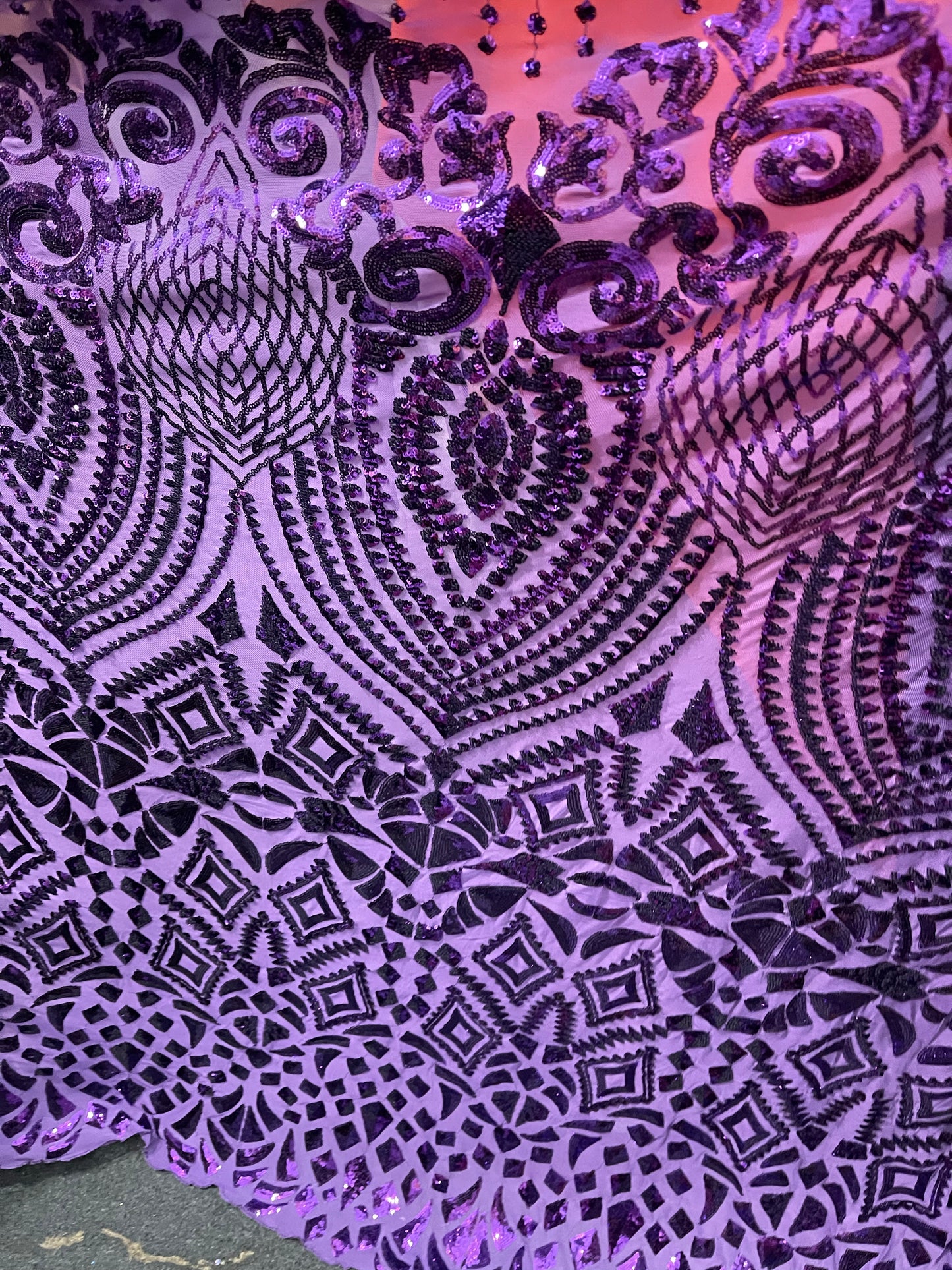 Designer 4way stretch spandex sequins lace