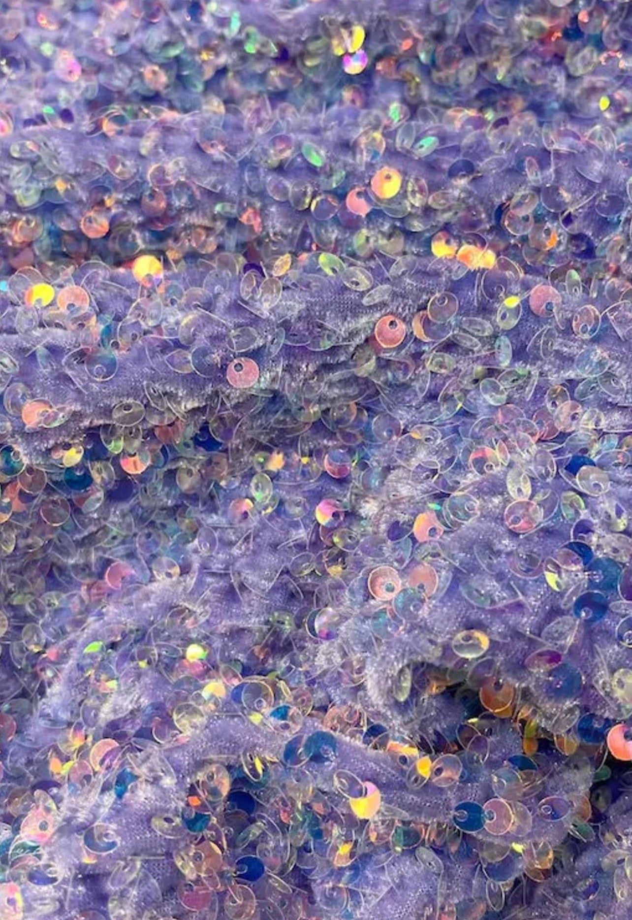 Lilac iridescent Designer 4way stretch velvet sequins lace
