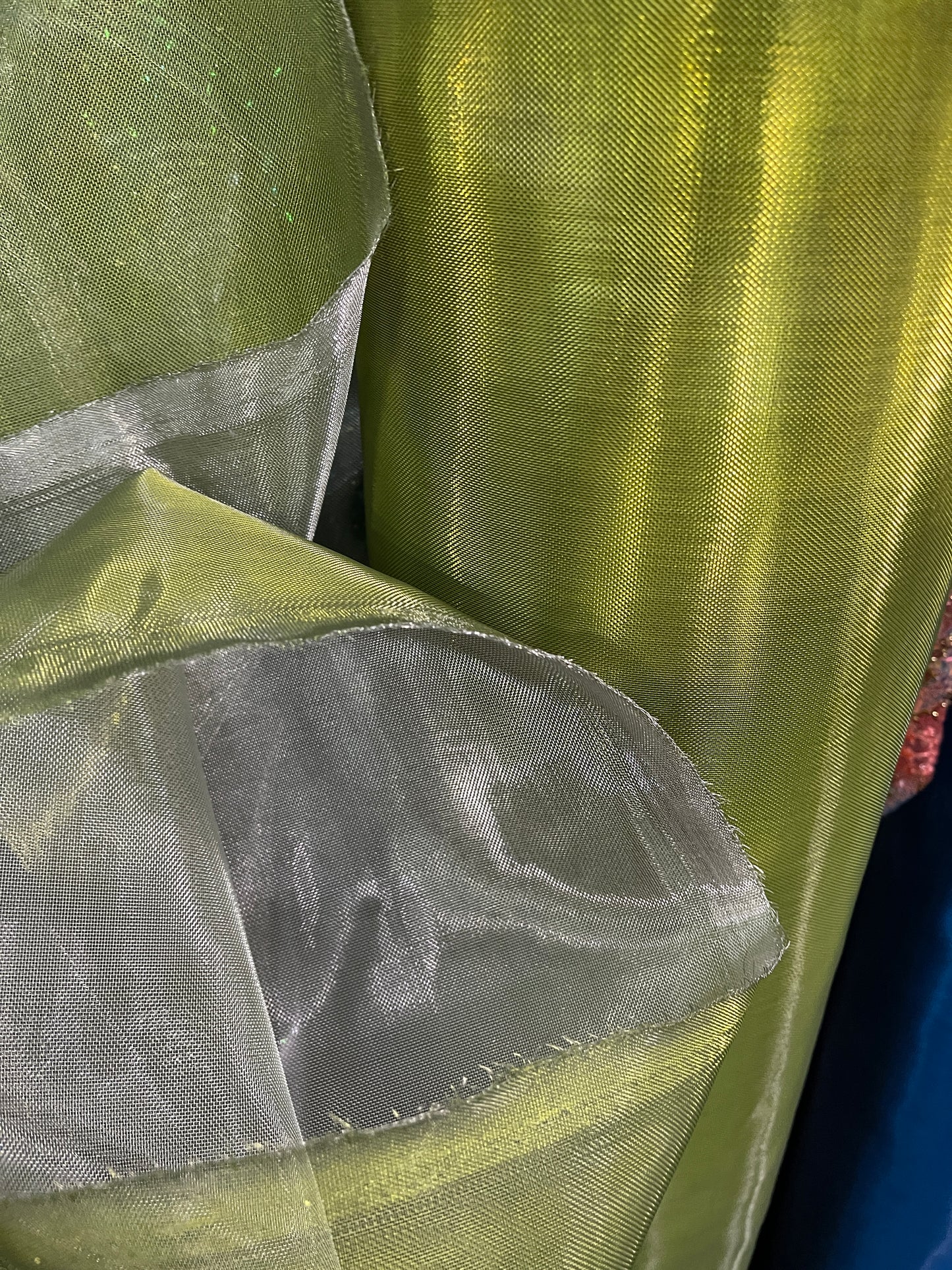 Designer metallic dabble face Horse hair organdy made in Italy