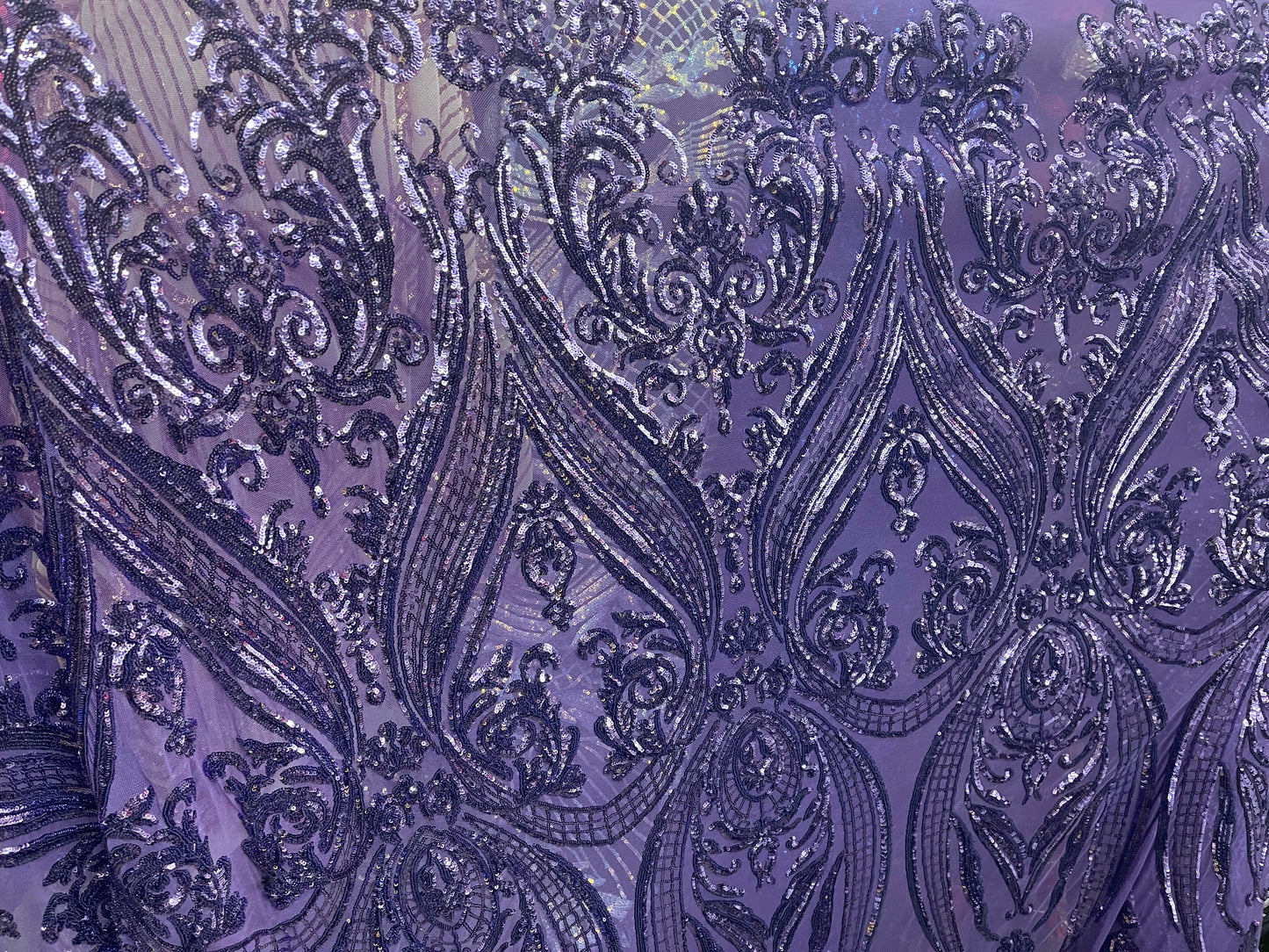 Designer 4way stretch sequins lace