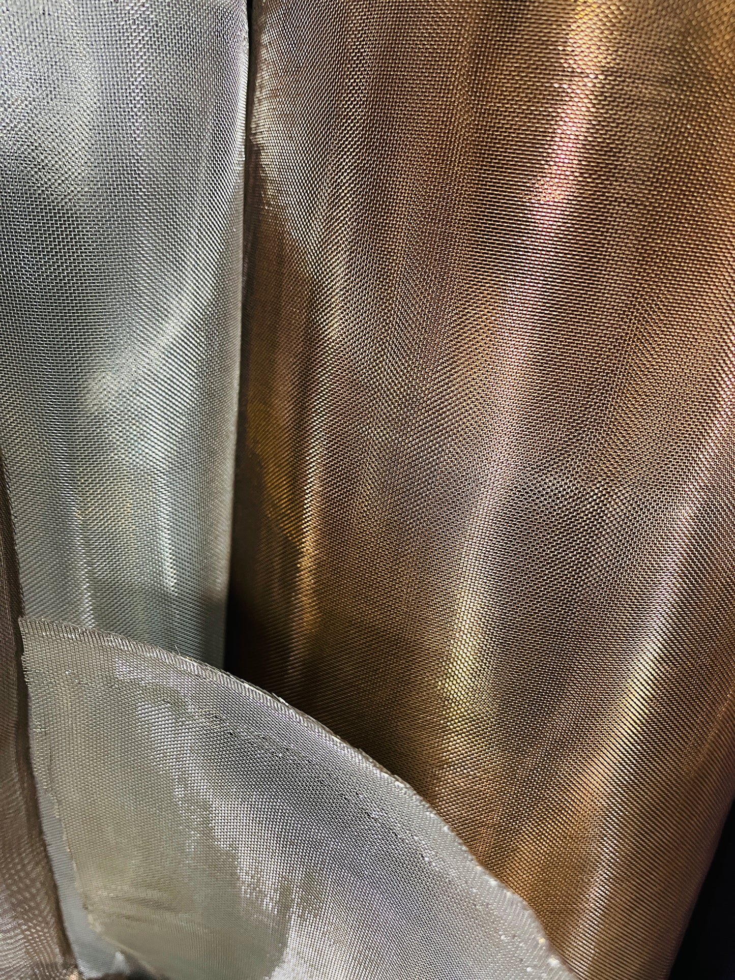 Designer metallic dabble face Horse hair organdy made in Italy