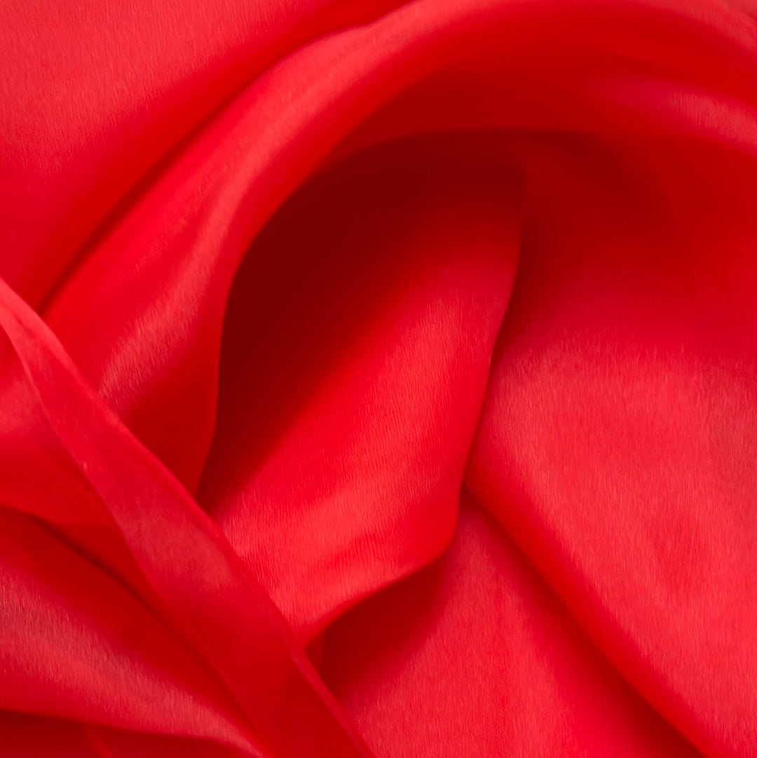 Designer red poly Gazar organdy made in Italy