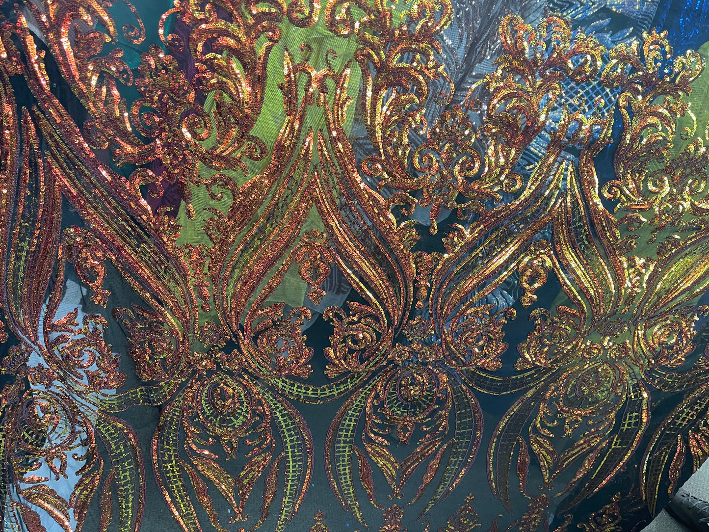 Designer 4way stretch sequins lace