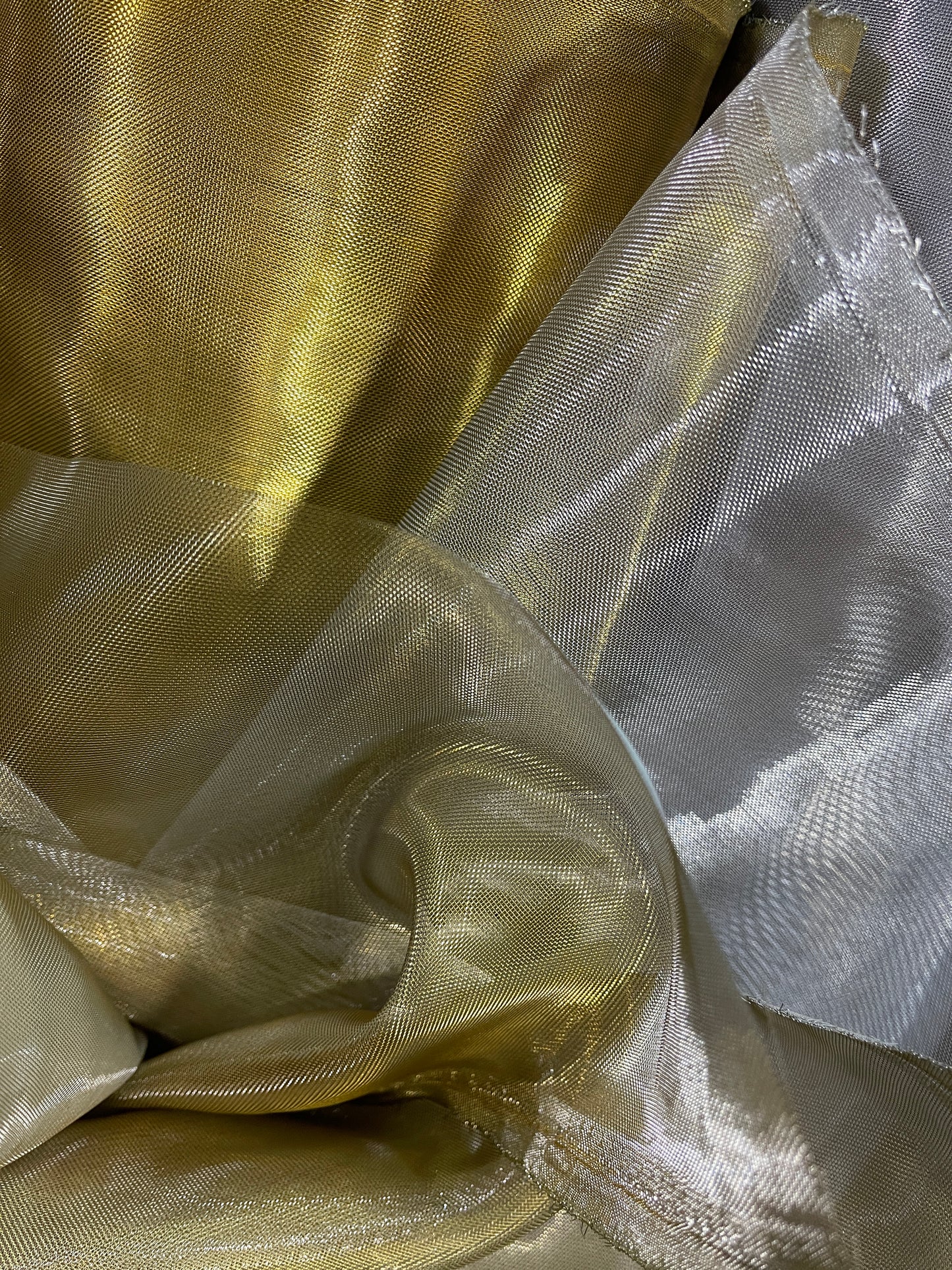 Designer metallic dabble face Horse hair organdy made in Italy