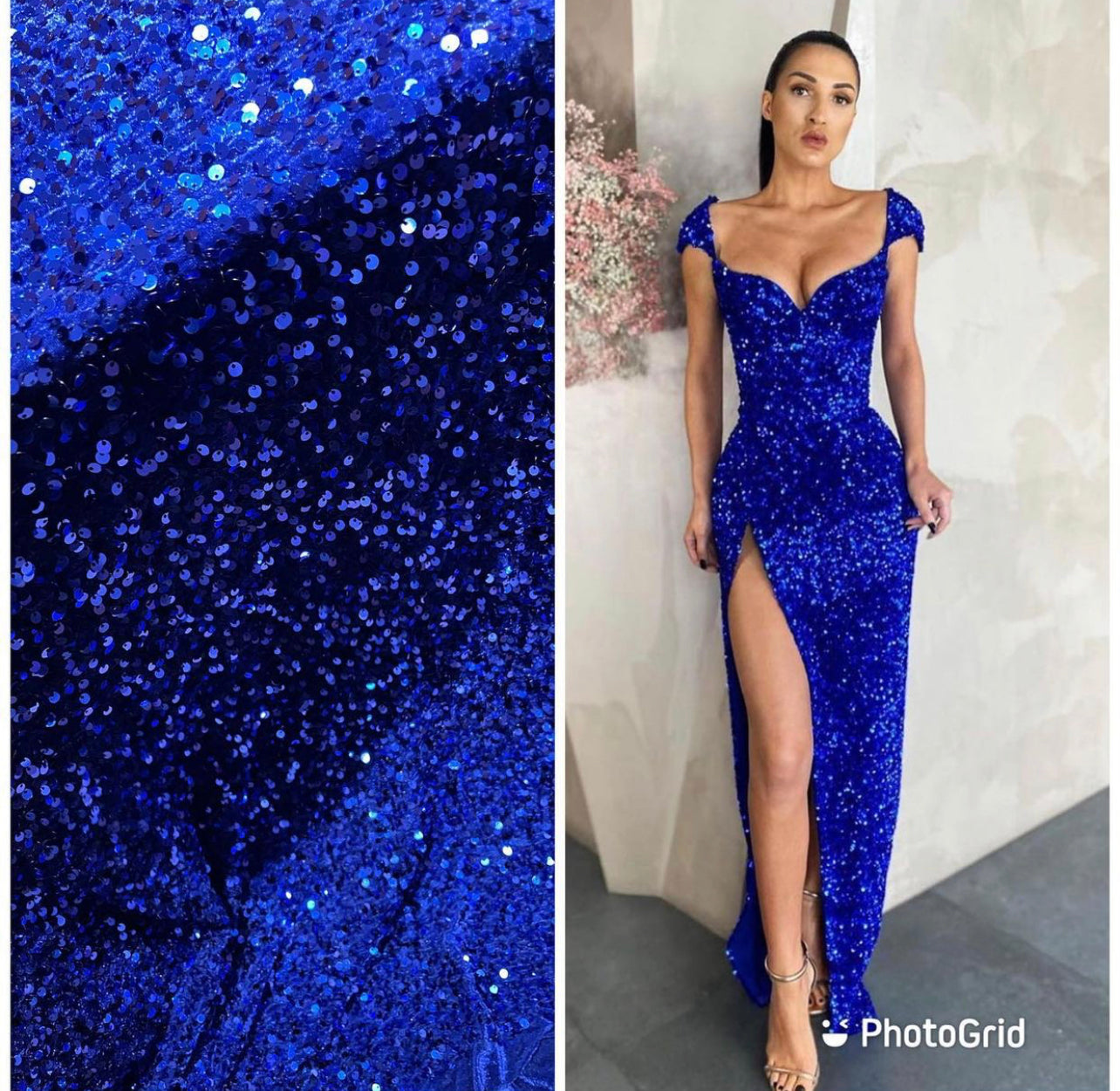 Designer 4way stretch velvet sequins lace