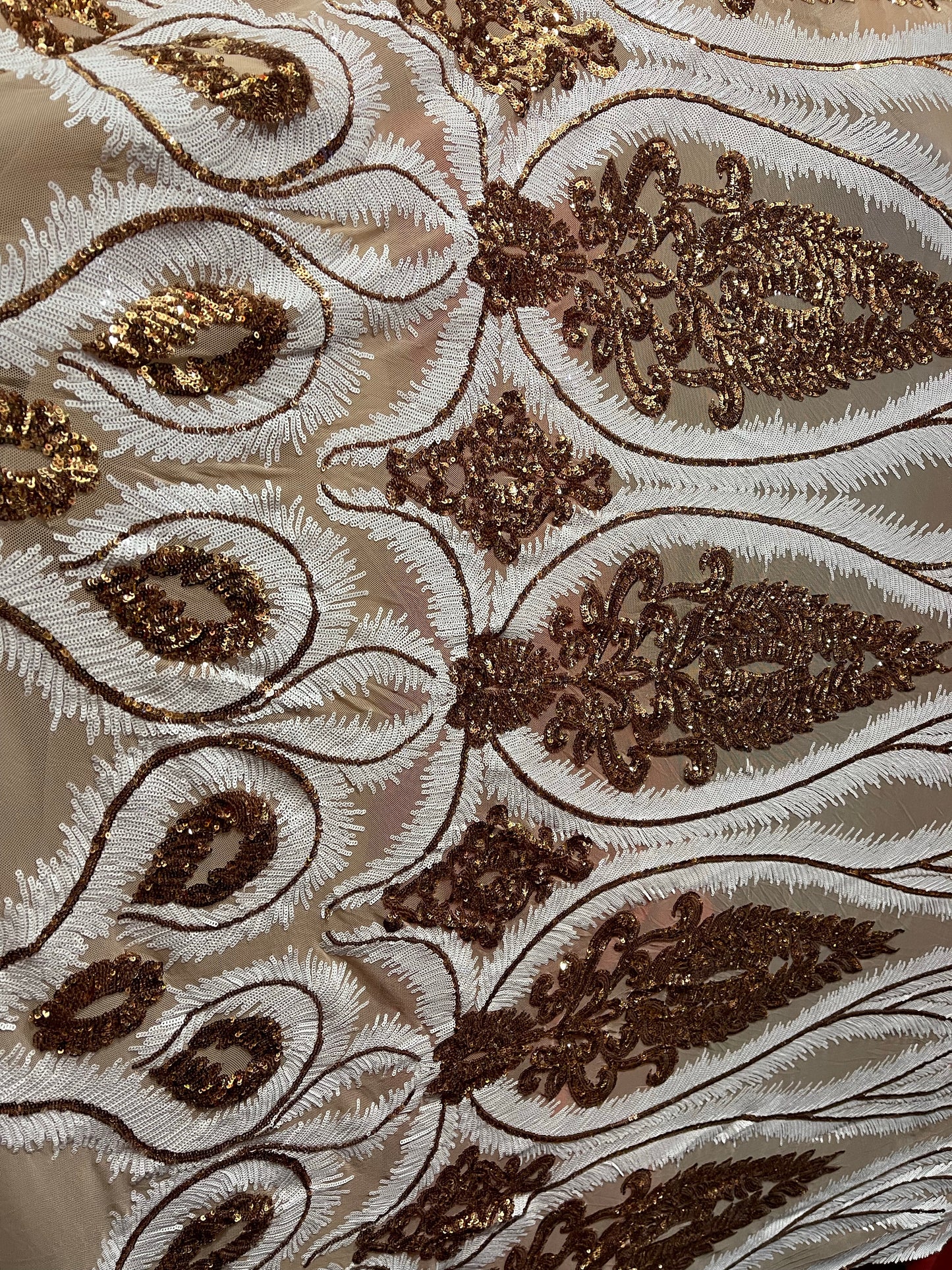 Designer White and gold 4 WAY LACE sequence for prom and wedding