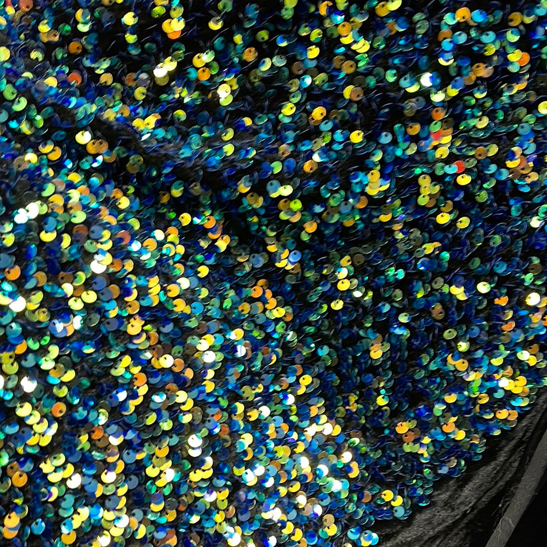 Designer 4way stretch velvet sequins lace