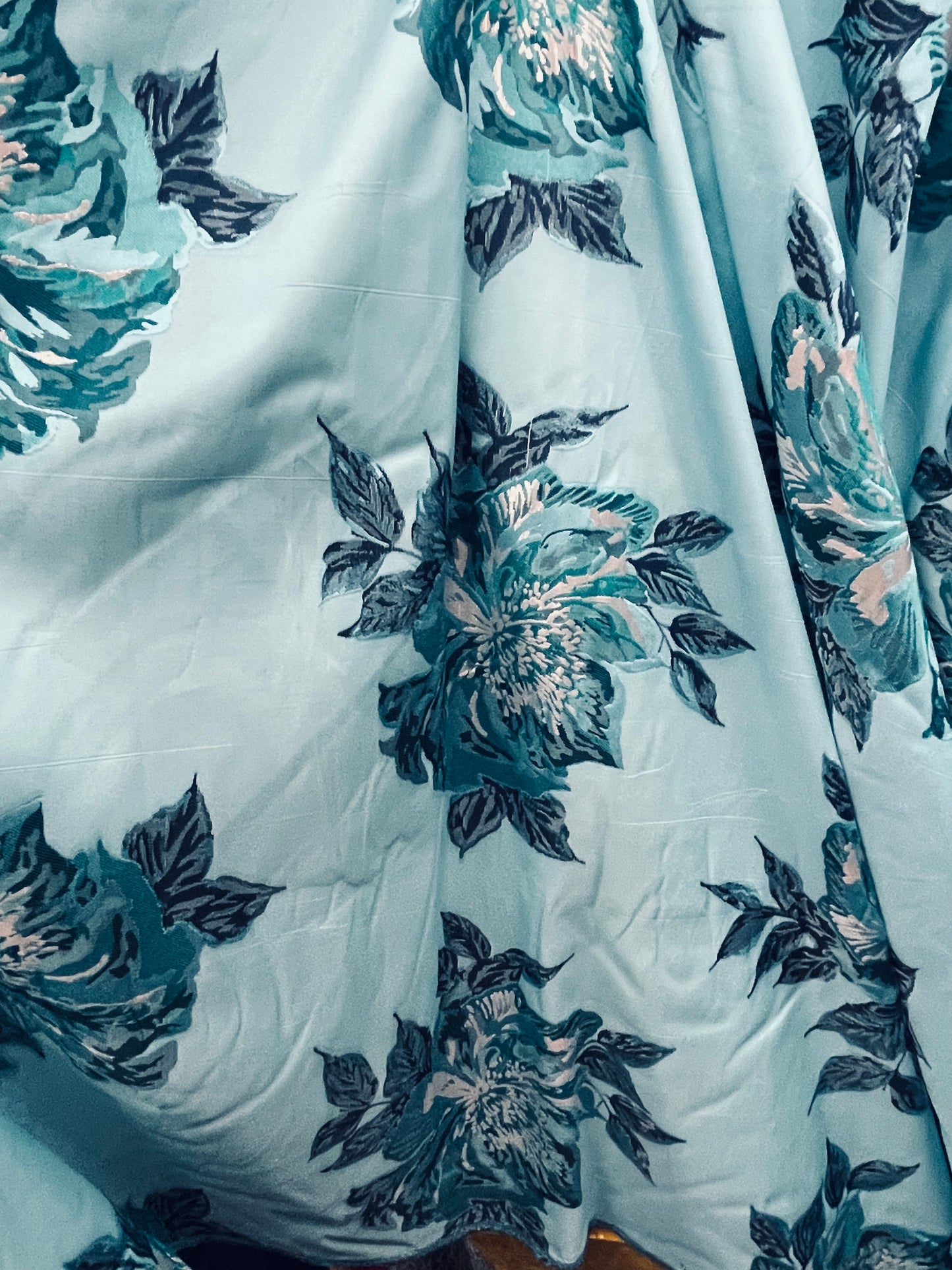 Designer luxury Tiffany teal blue mikado brocade made in Italy