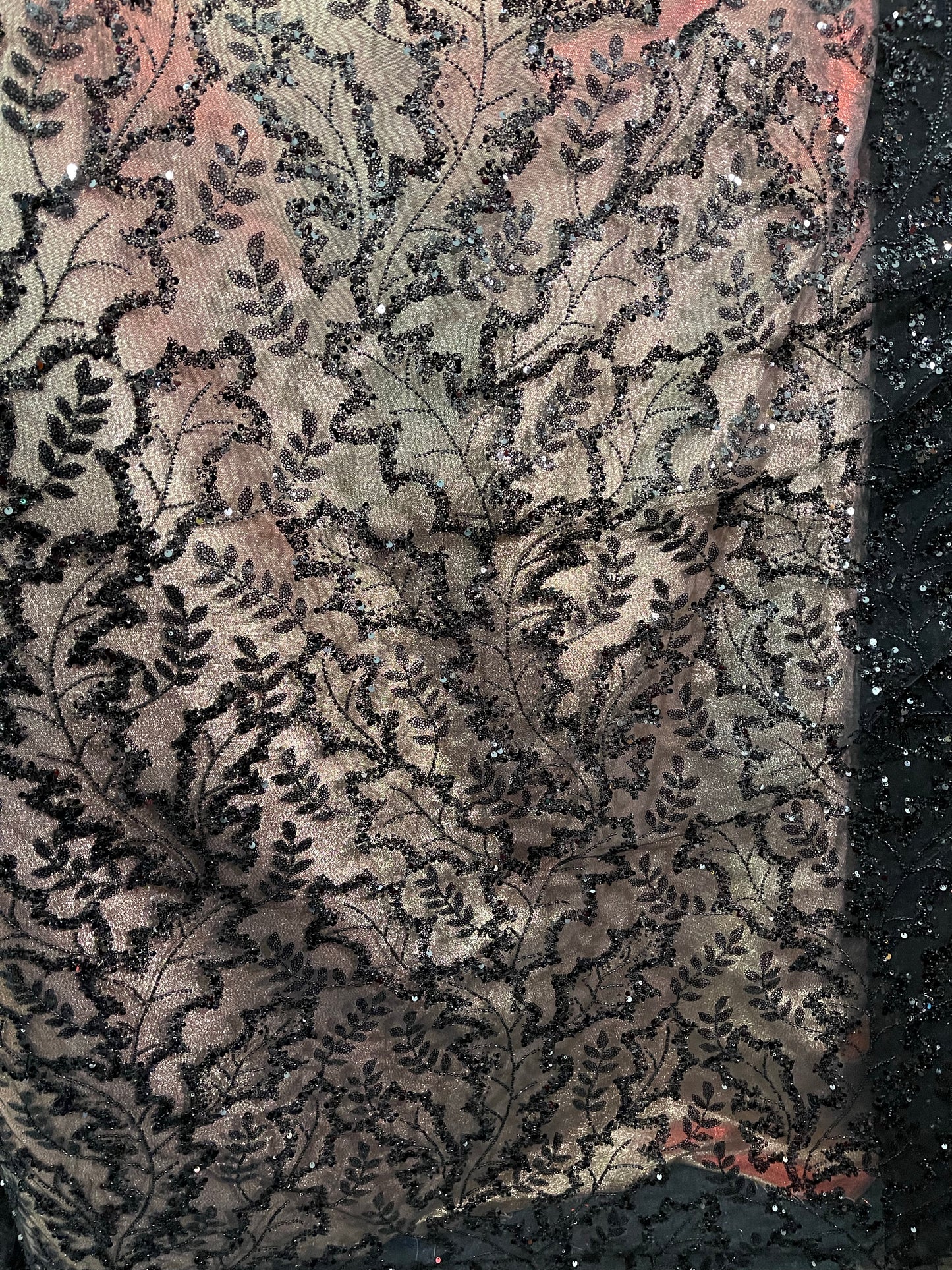 Designer black Beaded Lace