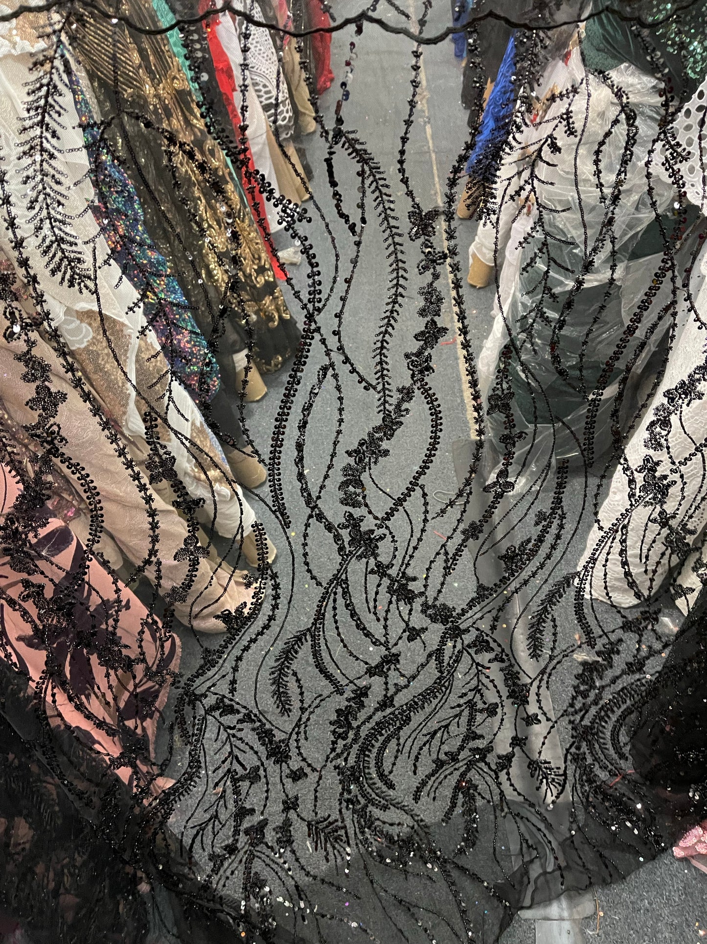 Designer black Beaded Lace