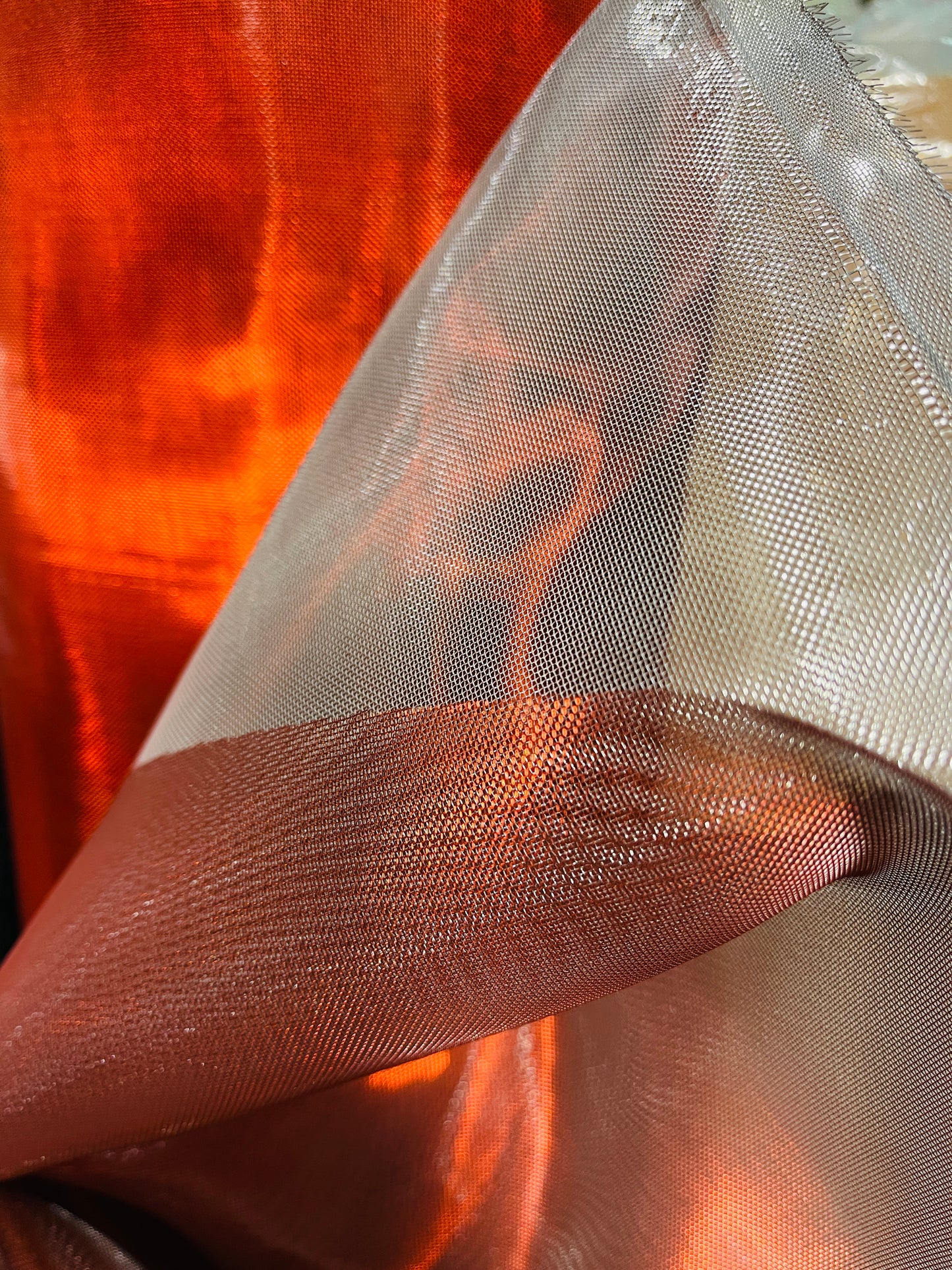 Designer metallic dabble face Horse hair organdy made in Italy
