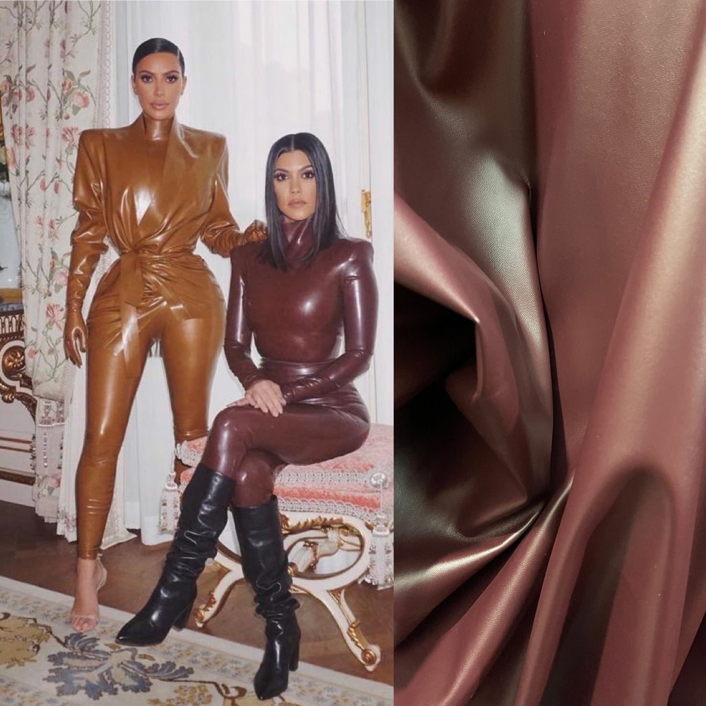 Dark brown fox pvc 4way stretch vinyl made in Italy