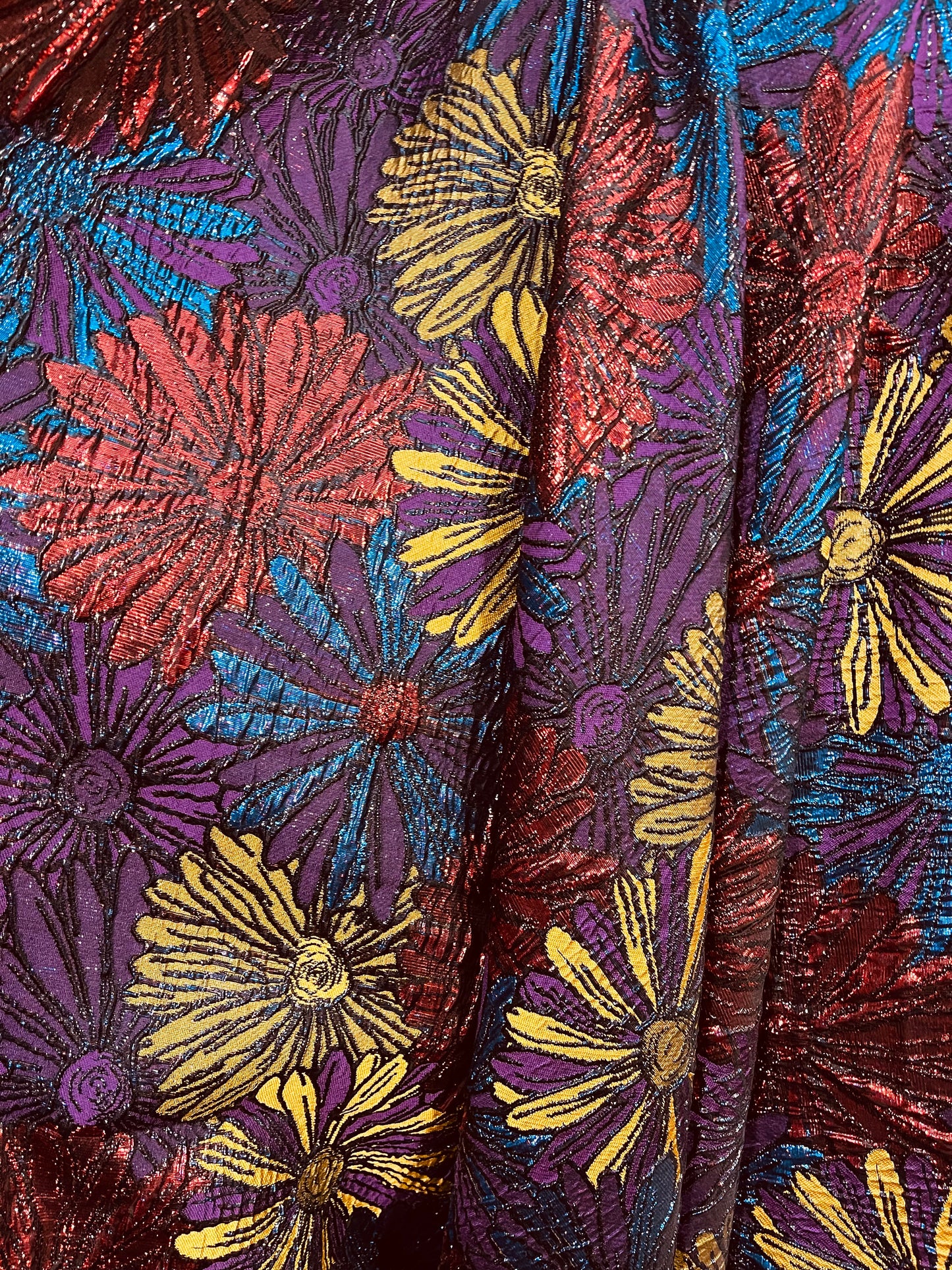 Metallic sunflower Elegant designer mikado Floral Brocade great for dress jacket pants skirt and much more made in Italy