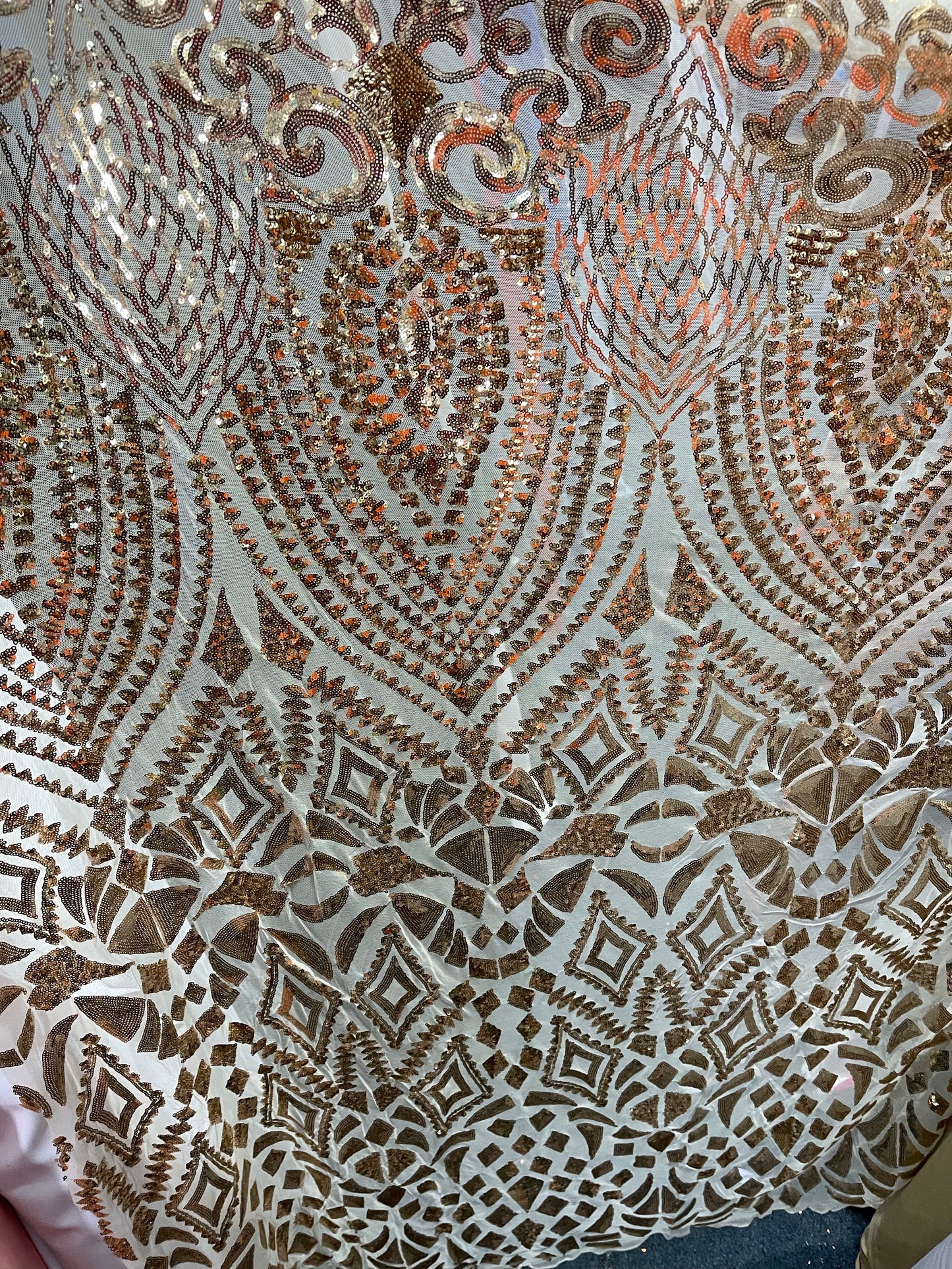 Designer 4way stretch spandex sequins lace