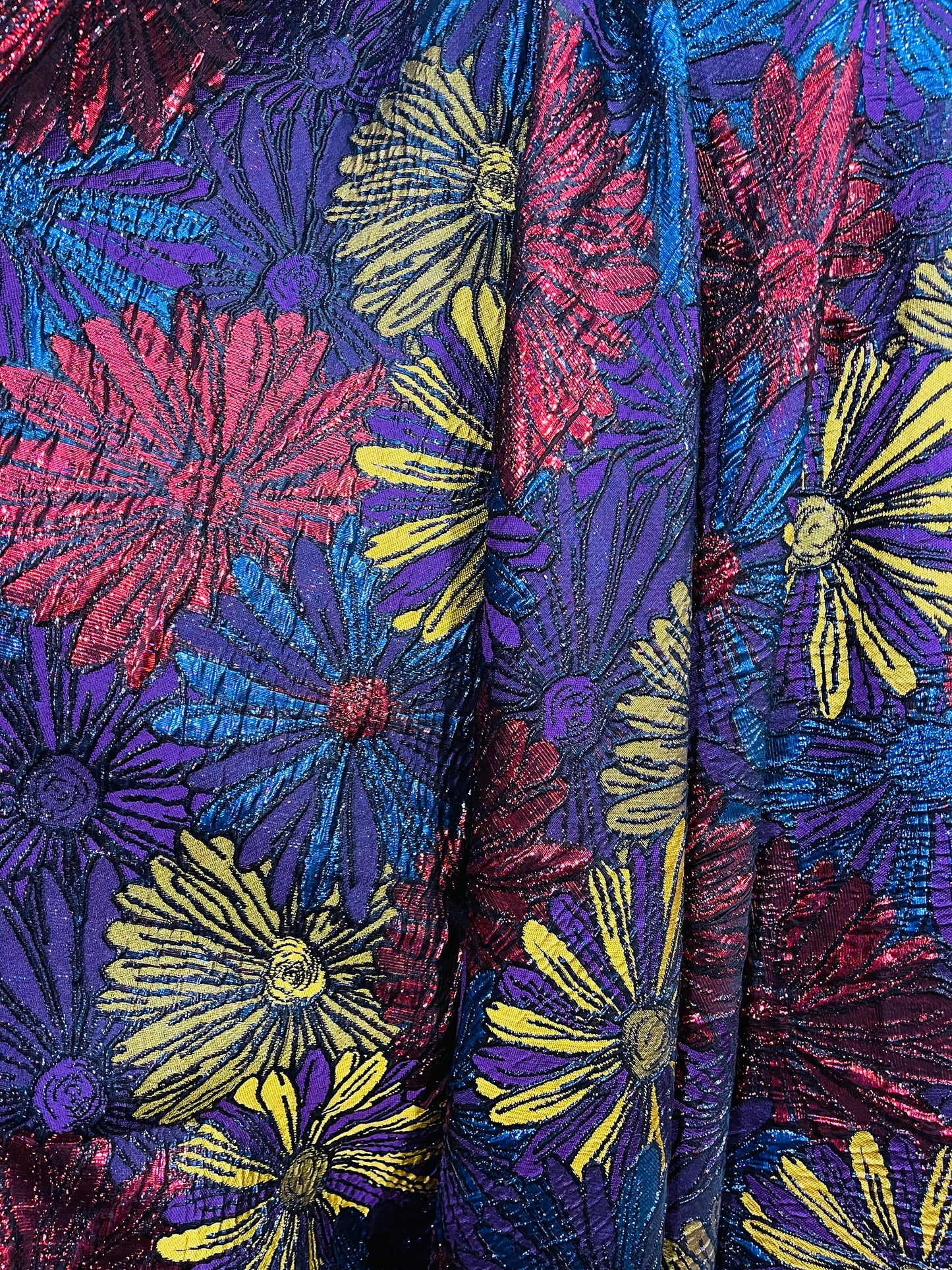 Metallic sunflower Elegant designer mikado Floral Brocade great for dress jacket pants skirt and much more made in Italy