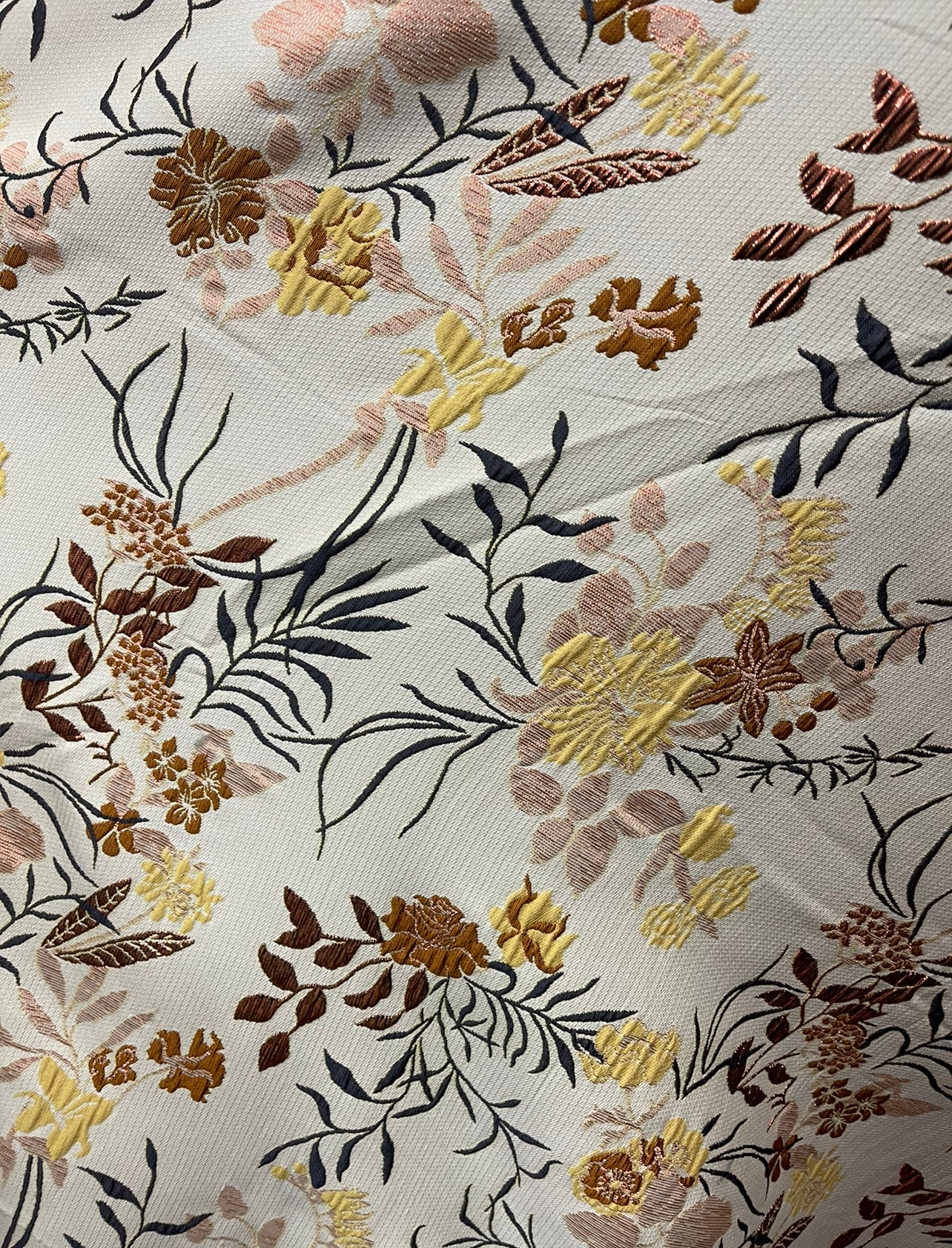 Designer luxury brocade dabble face champagne with copper design made in Italy