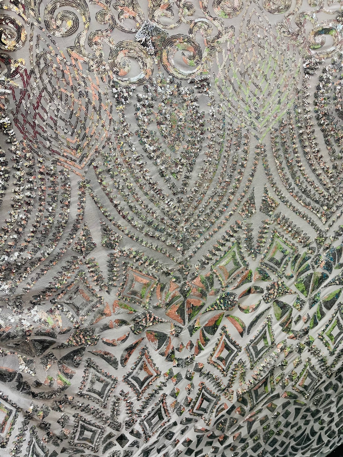 Designer 4way stretch spandex sequins lace